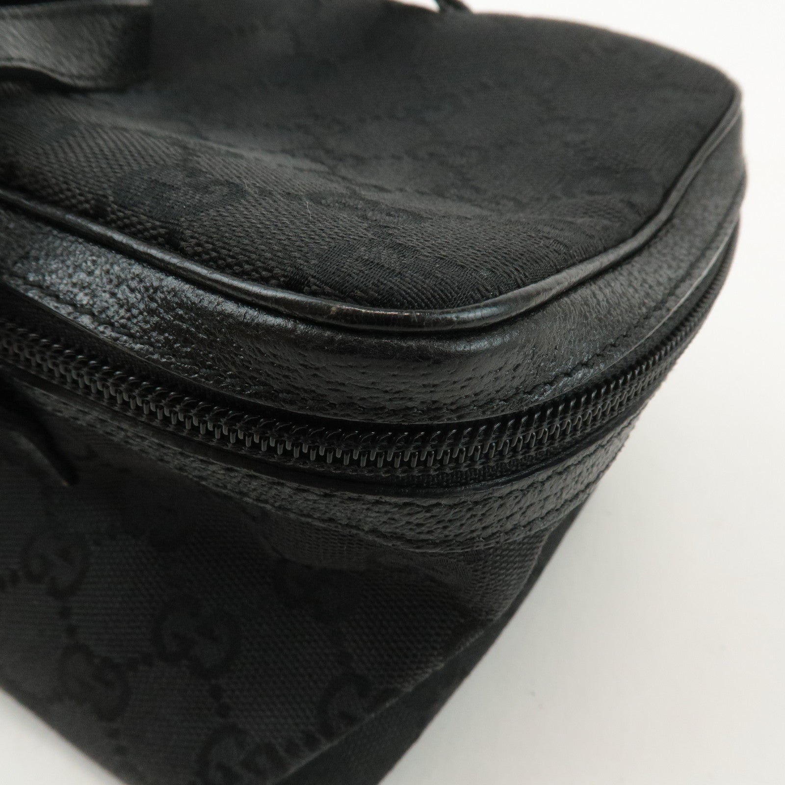 GUCCI GG Canvas Leather Vanity Bag Black 124540