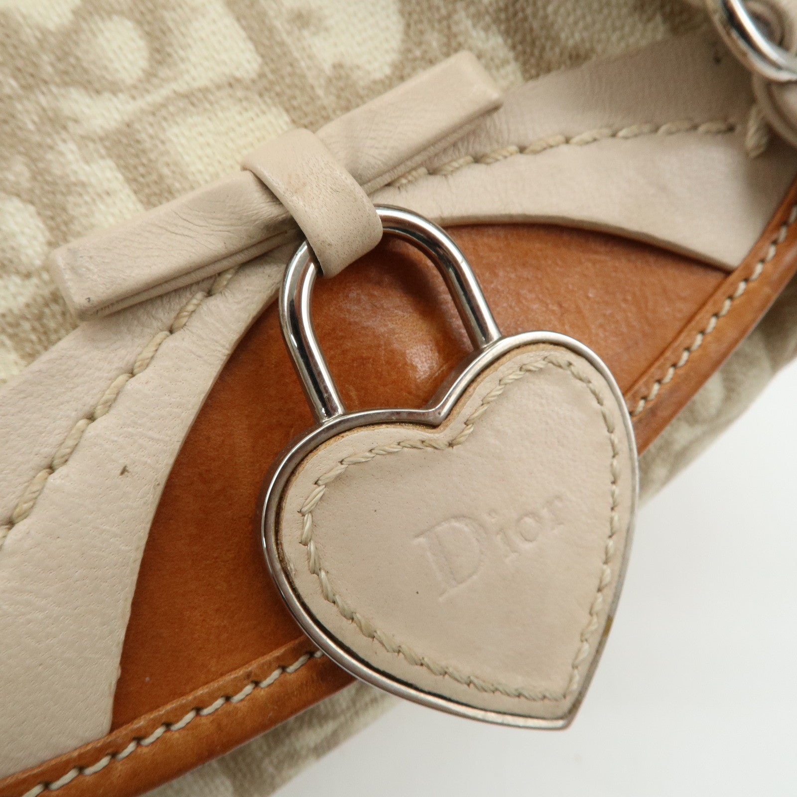 Christian Dior Trotter Romantic Heart PVC Leather Hand Bag Used