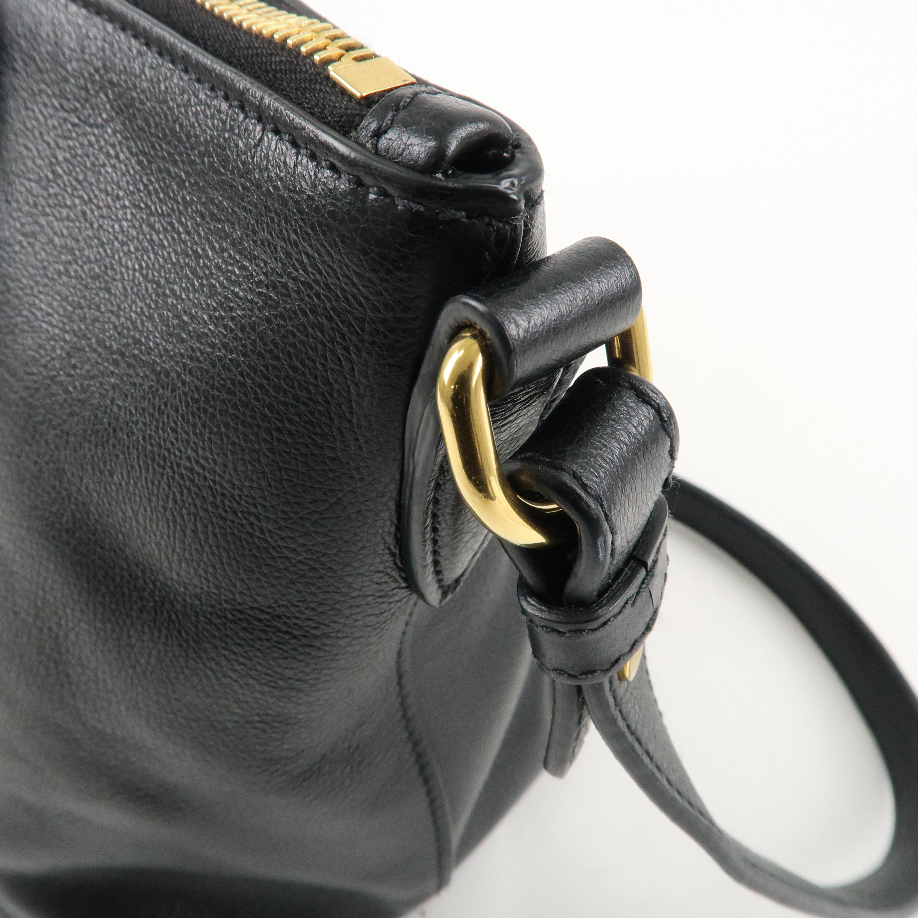 PRADA Leather 2Way Bag Hand Bag Shoulder Bag Black 1BA104