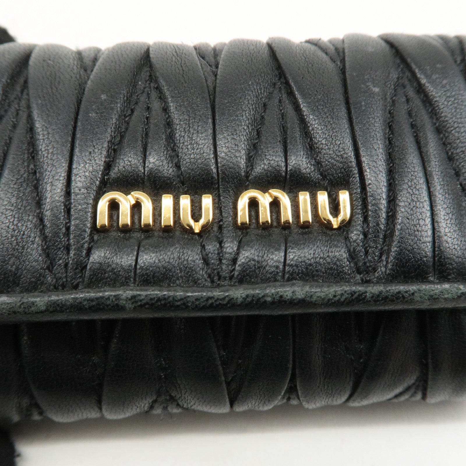 MIU MIU Set of 2 Matelasse Leather ６ Hook Key Case Black