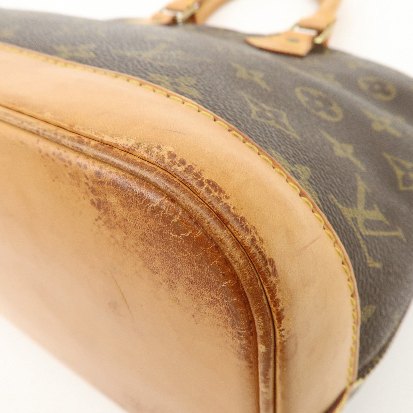 Louis Vuitton Monogram Alma Hand Bag Brown Gold Hardware M511300 Used