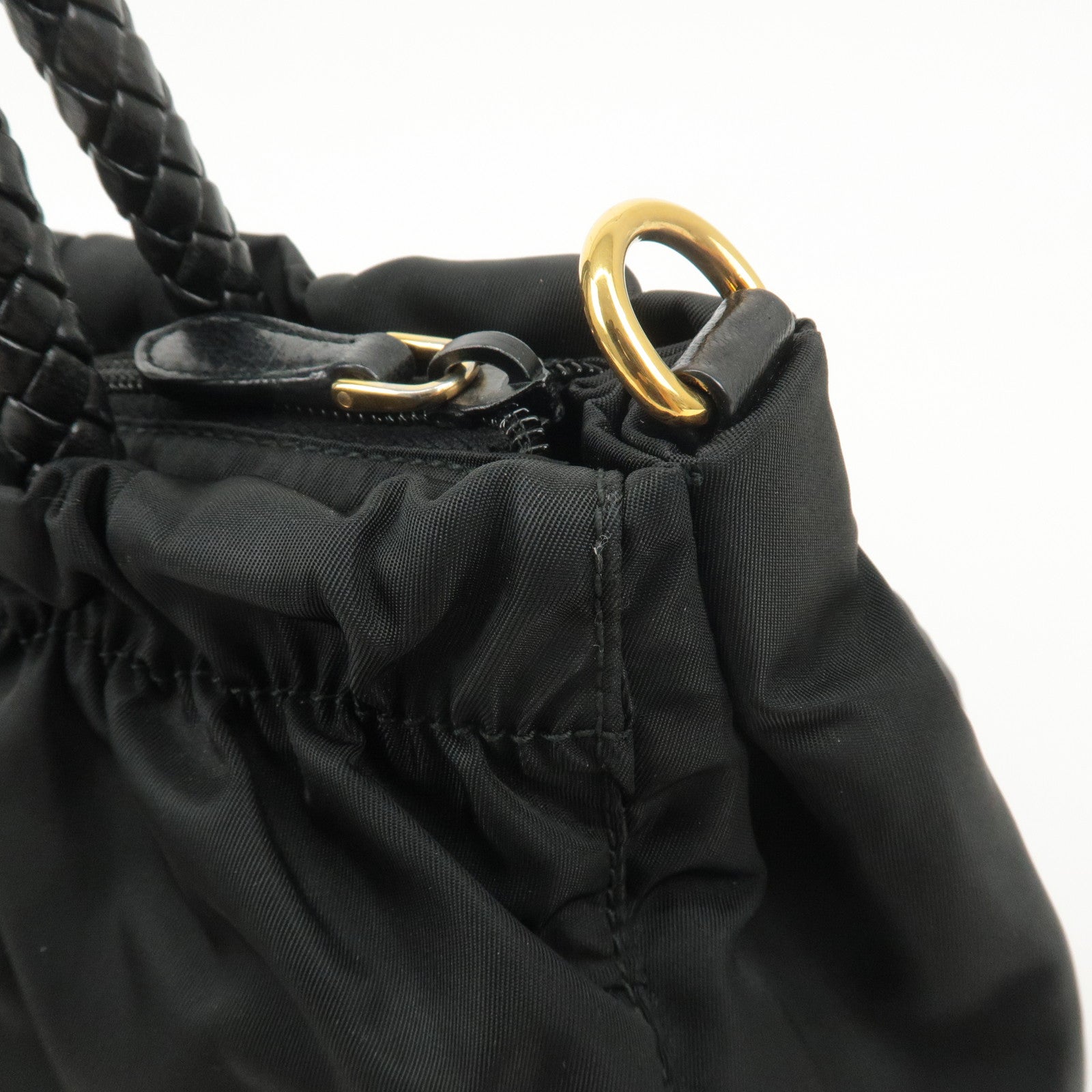 PRADA Nylon Leather Ribbon 2Way Shoulder Bag Black BN1631