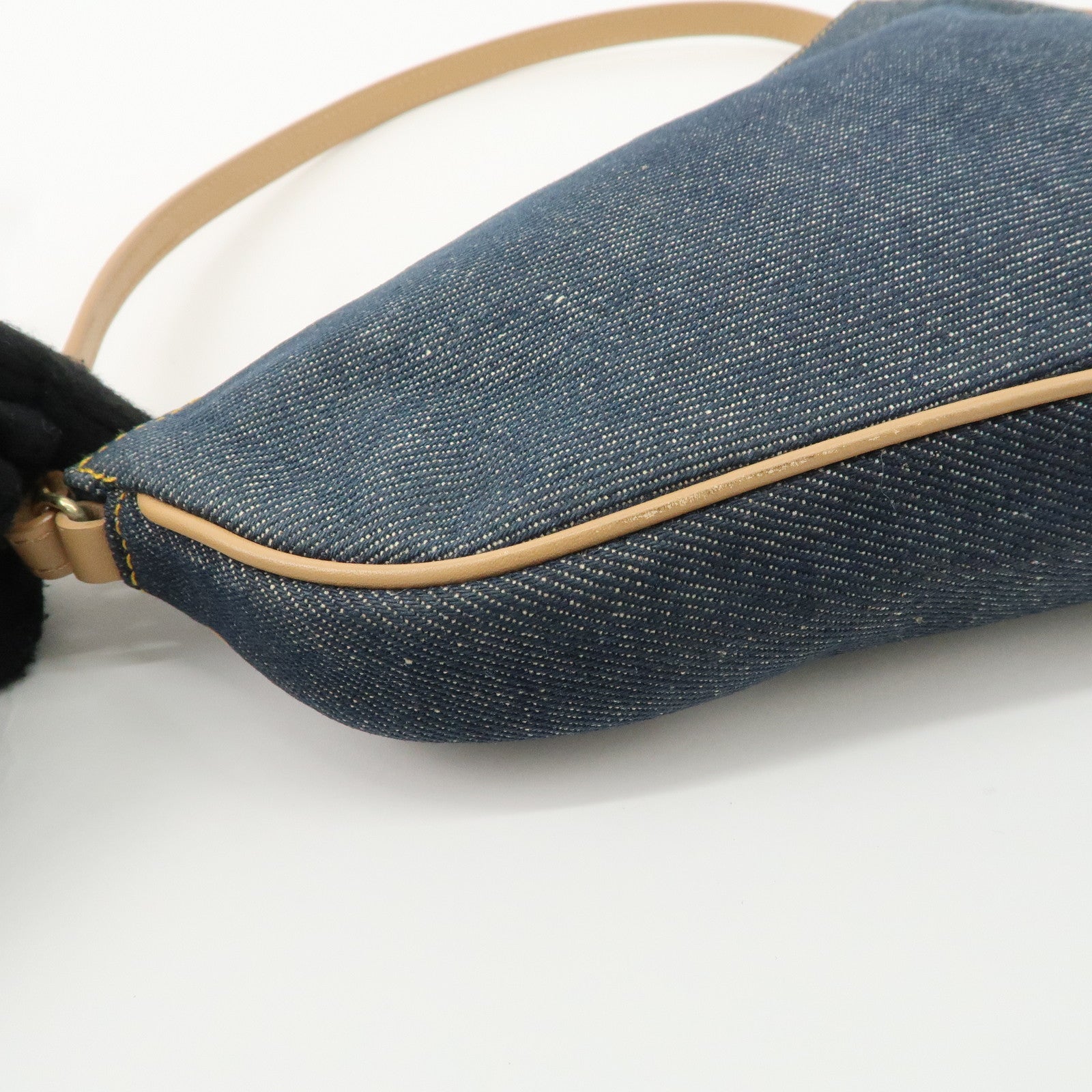 Christian Dior Denim Leather Saddle Pouch SHoulder Bag Blue Beige