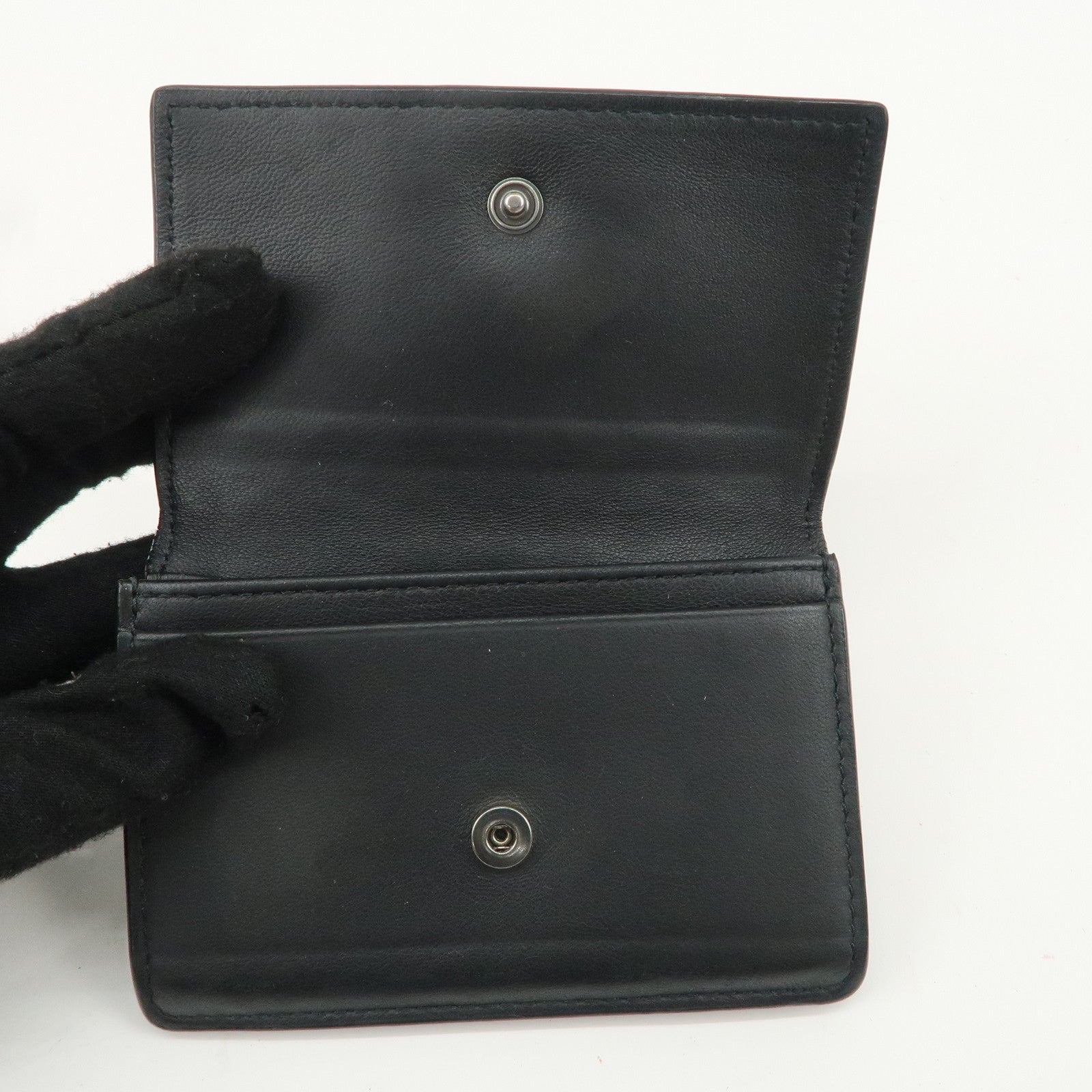 BOTTEGA VENETA Intrecciato Leather Card Case ID Case Black