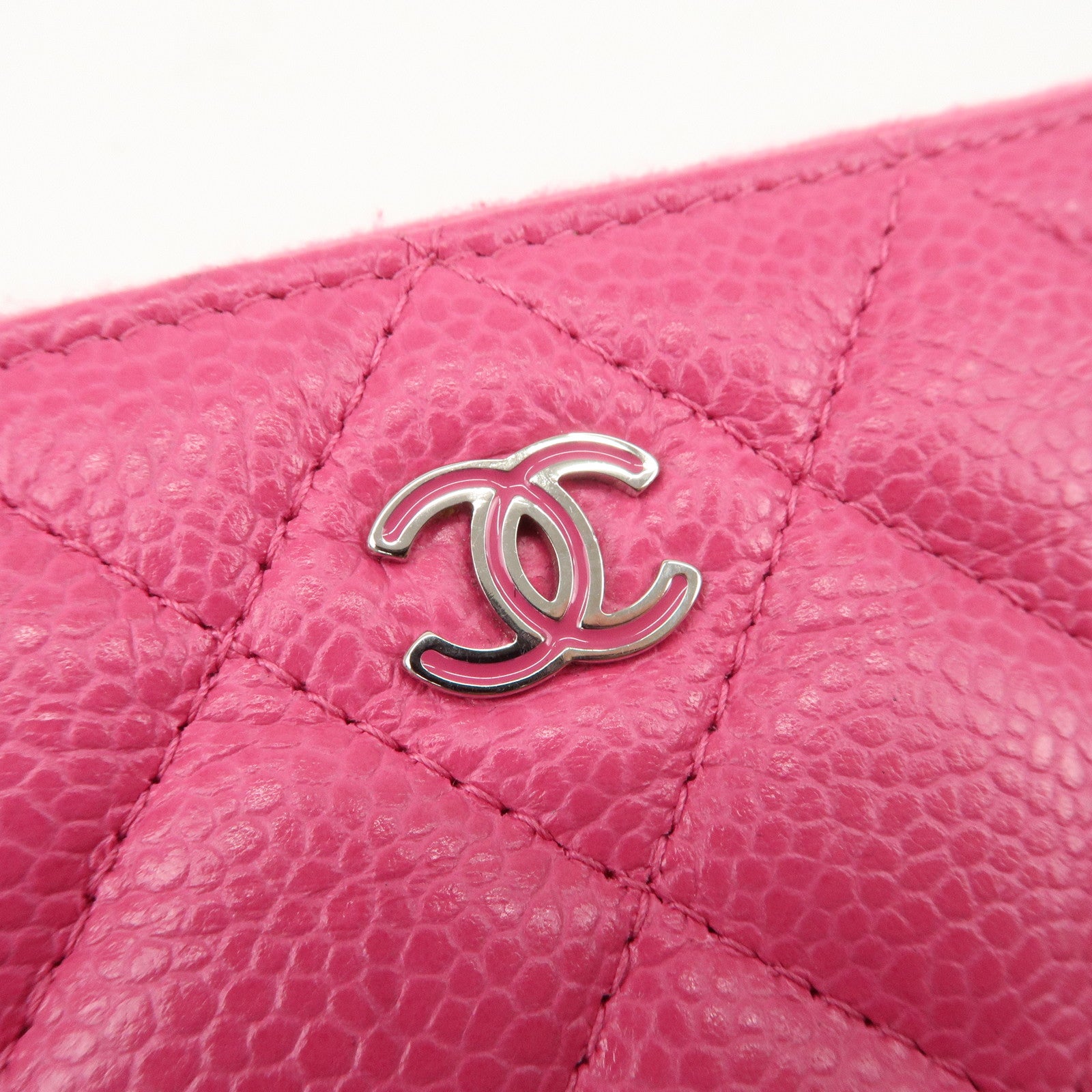 CHANEL Matelasse Caviar Skin Mini Pouch Pink A69523 Used