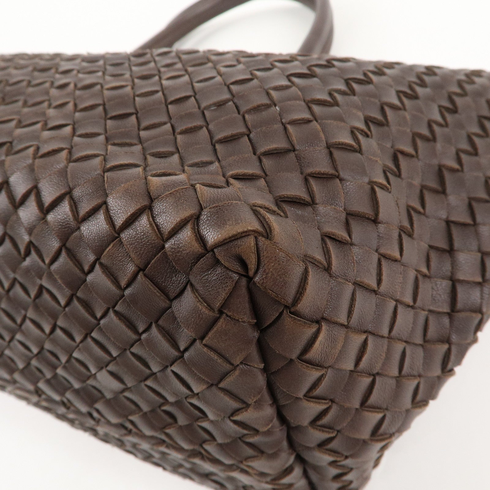 BOTTEGA VENETA Intrecciato Leather Cabas MM Tote Bag Brown 115664