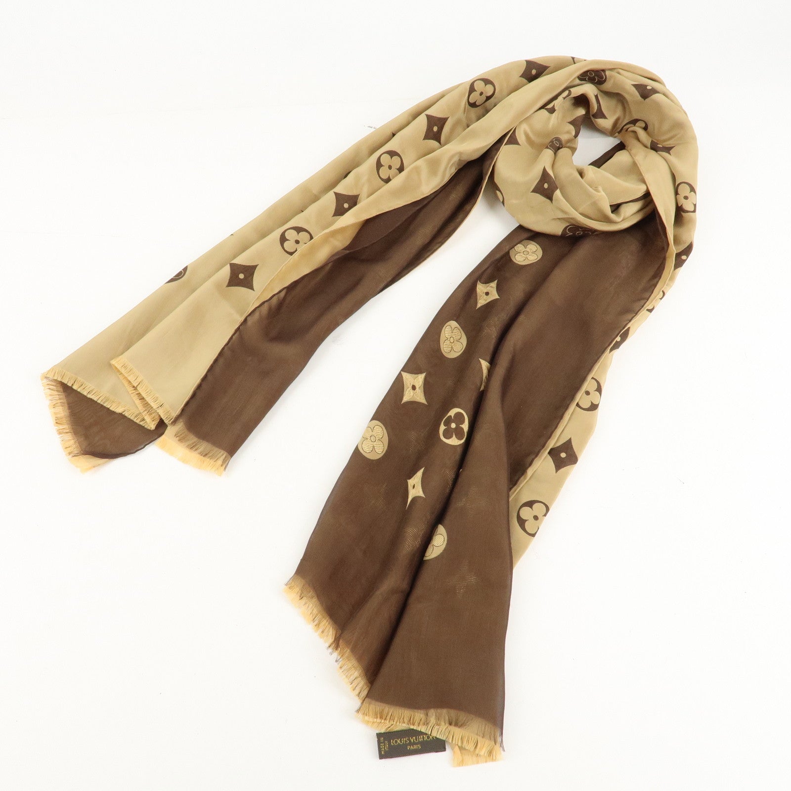 Louis Vuitton Etole Venice Scarf Brown Beige M71746 Used