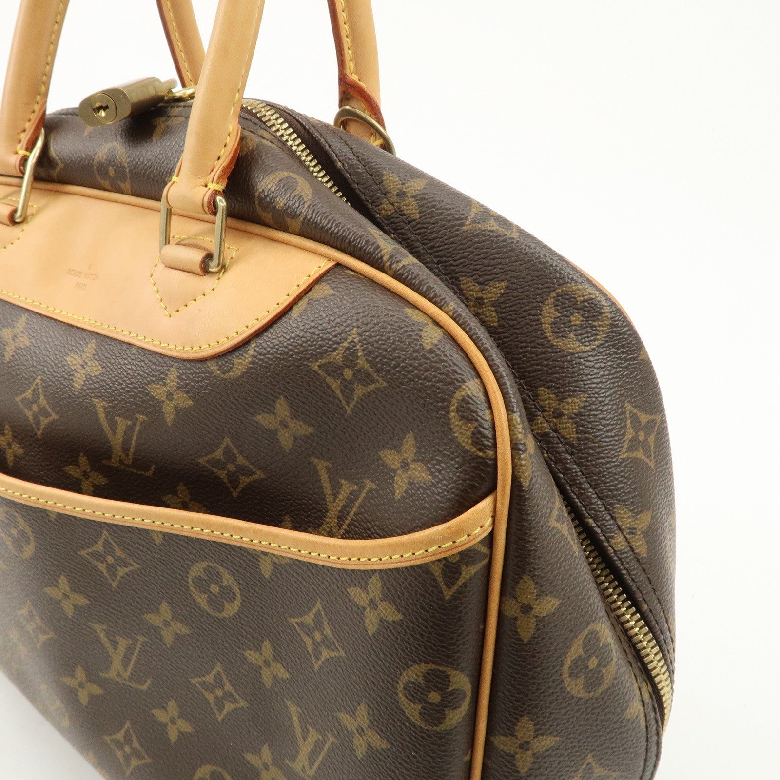 Louis Vuitton Monogram Deauville Hand Bag Brown M47270 Used