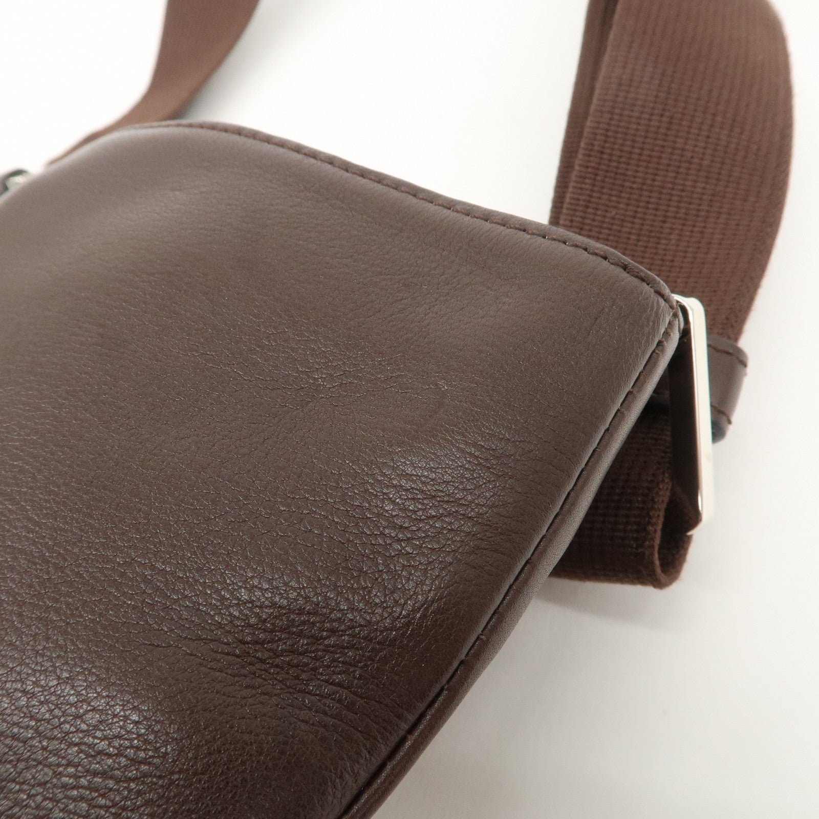 LOEWE Anagram Leather Shoulder Bag Brown Silver Hardware