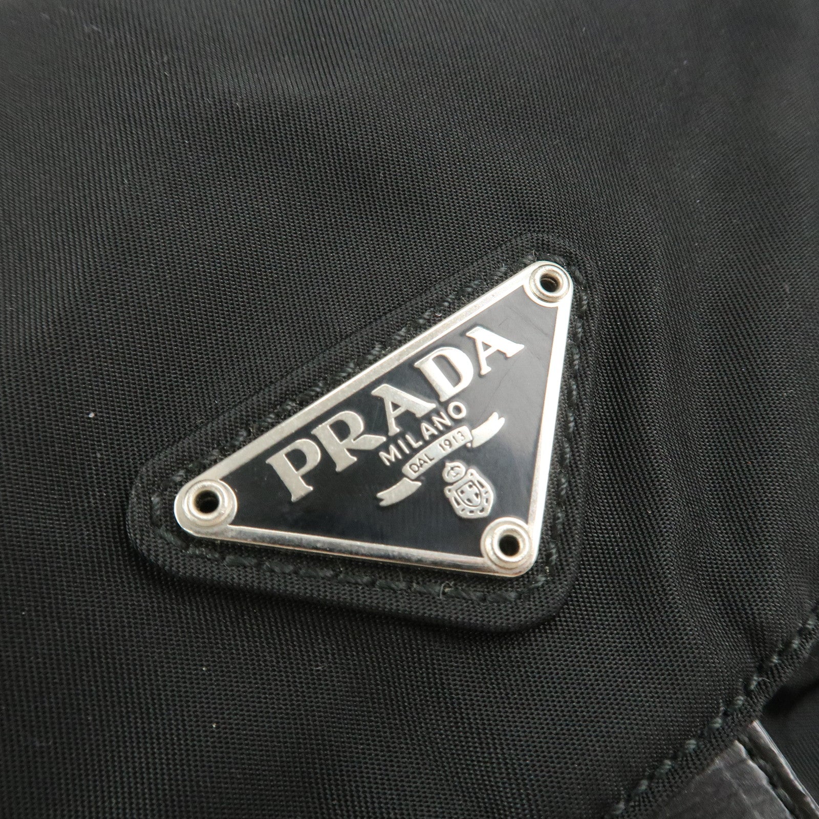 PRADA Triangle Logo Nylon Leather Back Pack Black B5885 Used