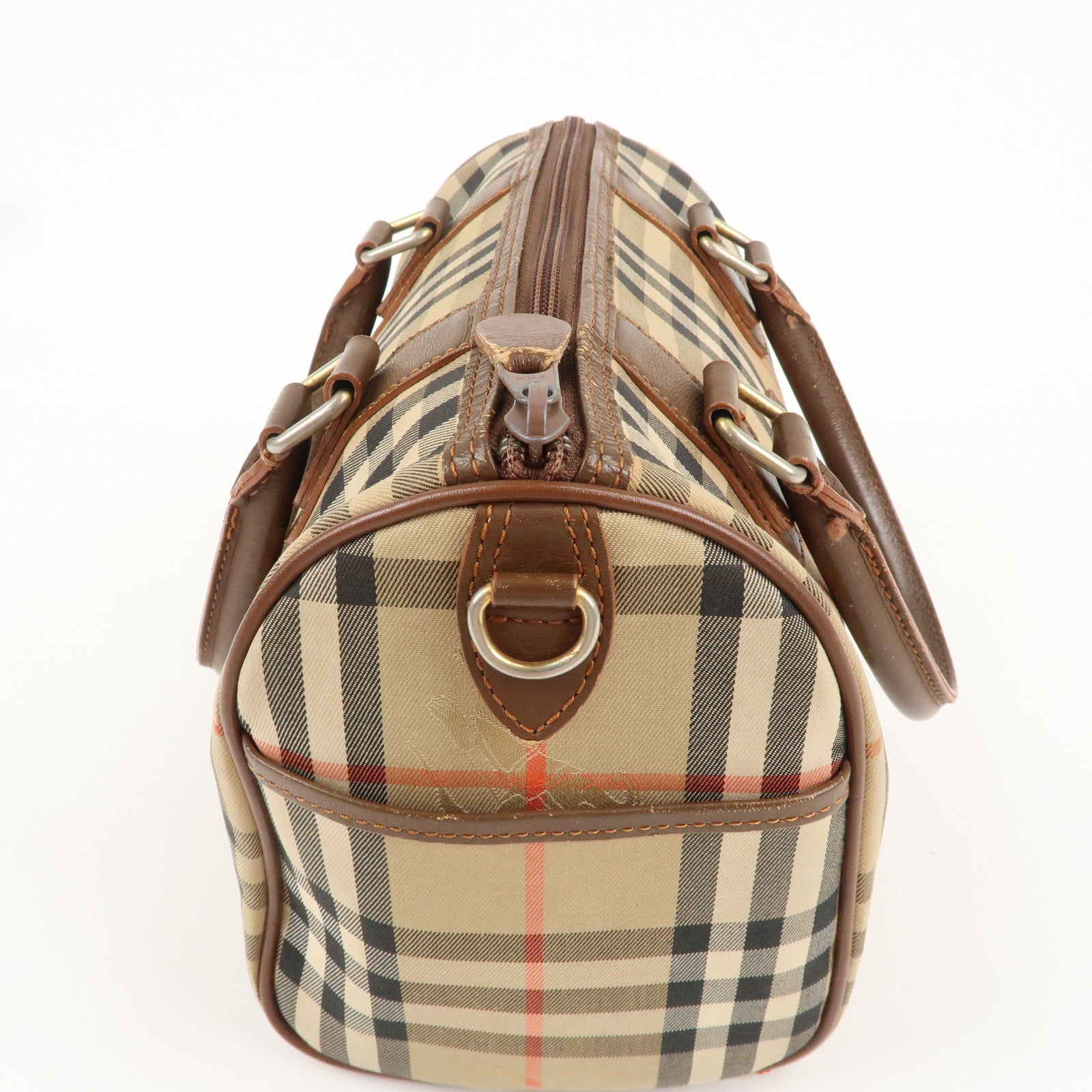 Burberry Burberrys Canvas Leather Mini Boston Bag