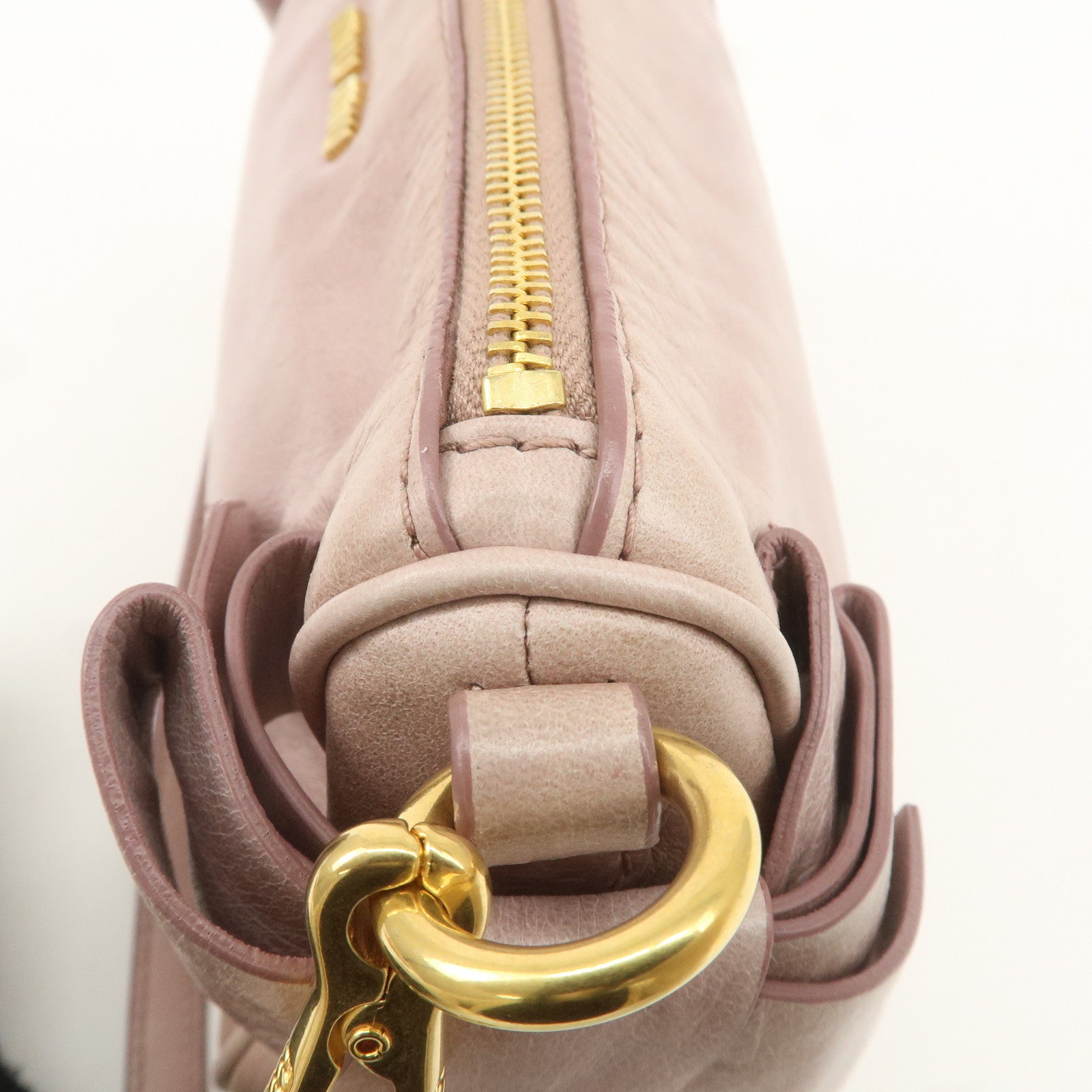 MIU MIU Leather Ribbon Shoulder Bag Hand Bag Pink