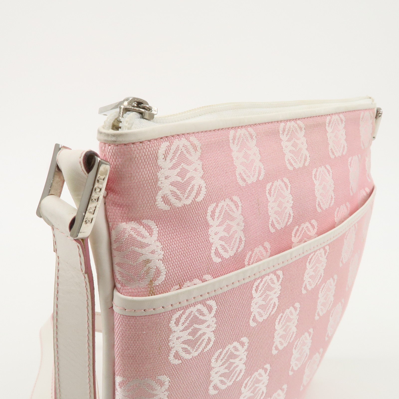 LOEWE Anagram Canvas Leather Shoulder bag Pink