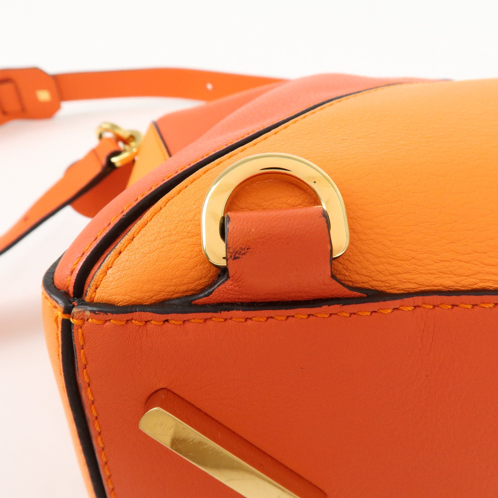 LOEWE Leather Puzzle Bag Medium 2Way Bag Shoulder Bag Orange