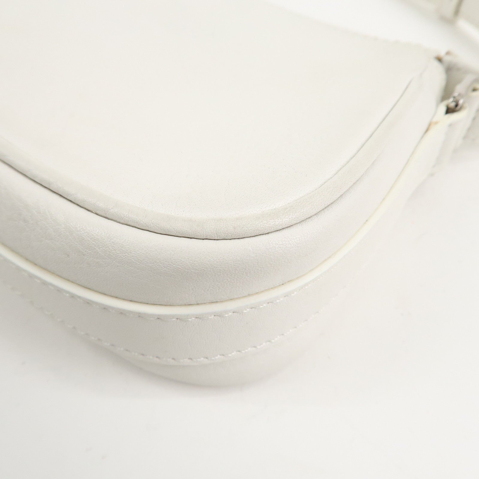 Christian Dior Canvas Leather Logo Charm Hand Bag White