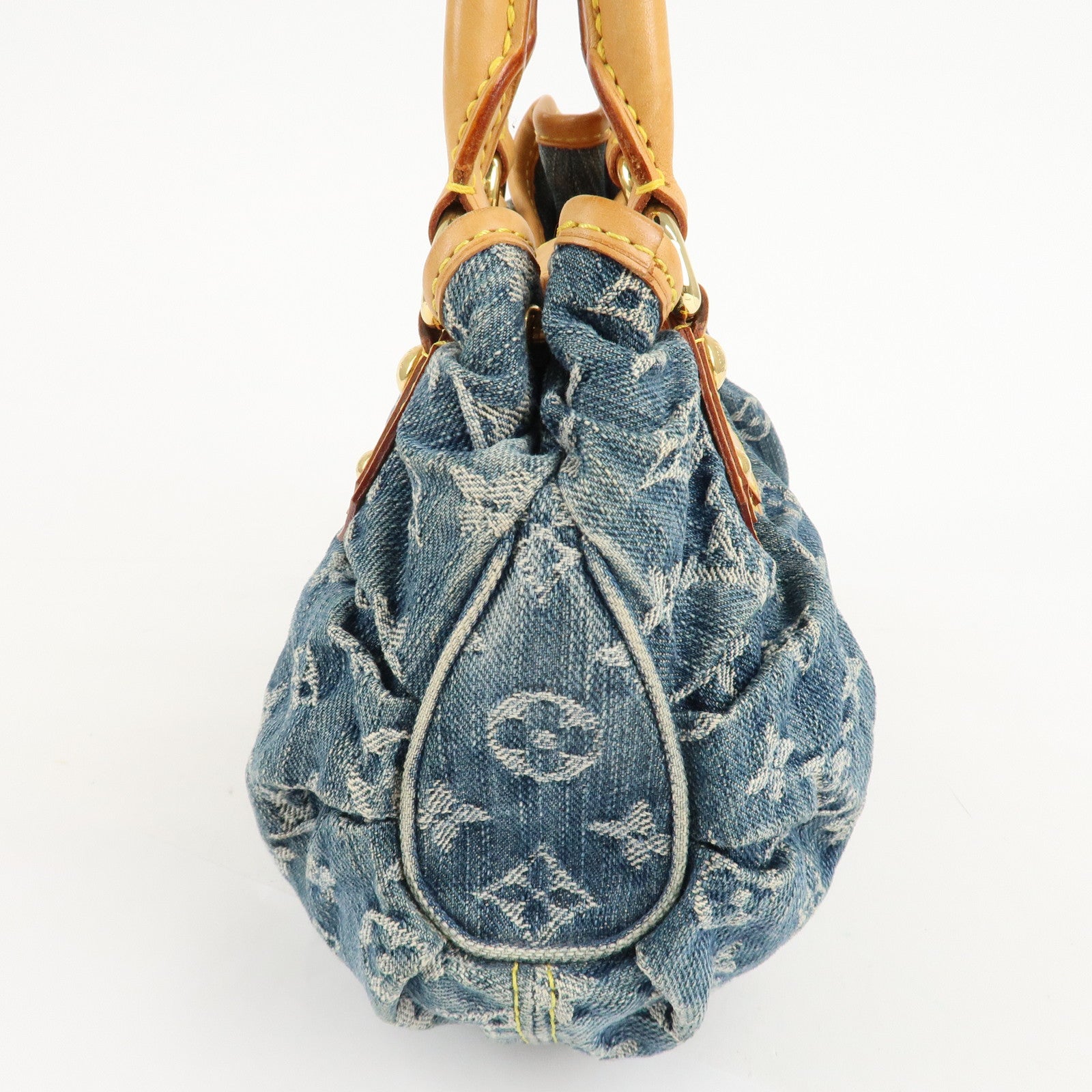 Louis Vuitton Monogram Denim Pleaty Hand Bag Blue M95020