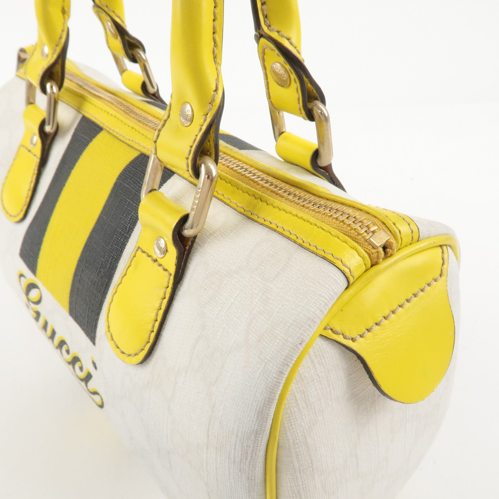 GUCCI Joyline GG Supreme Leather Mini Boston Bag Yellow 190257