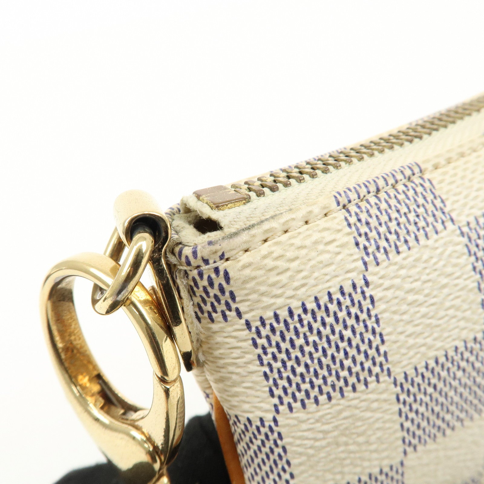 Louis Vuitton Damier Azur Pochette Milla MM Mini Pouch N60027 Used