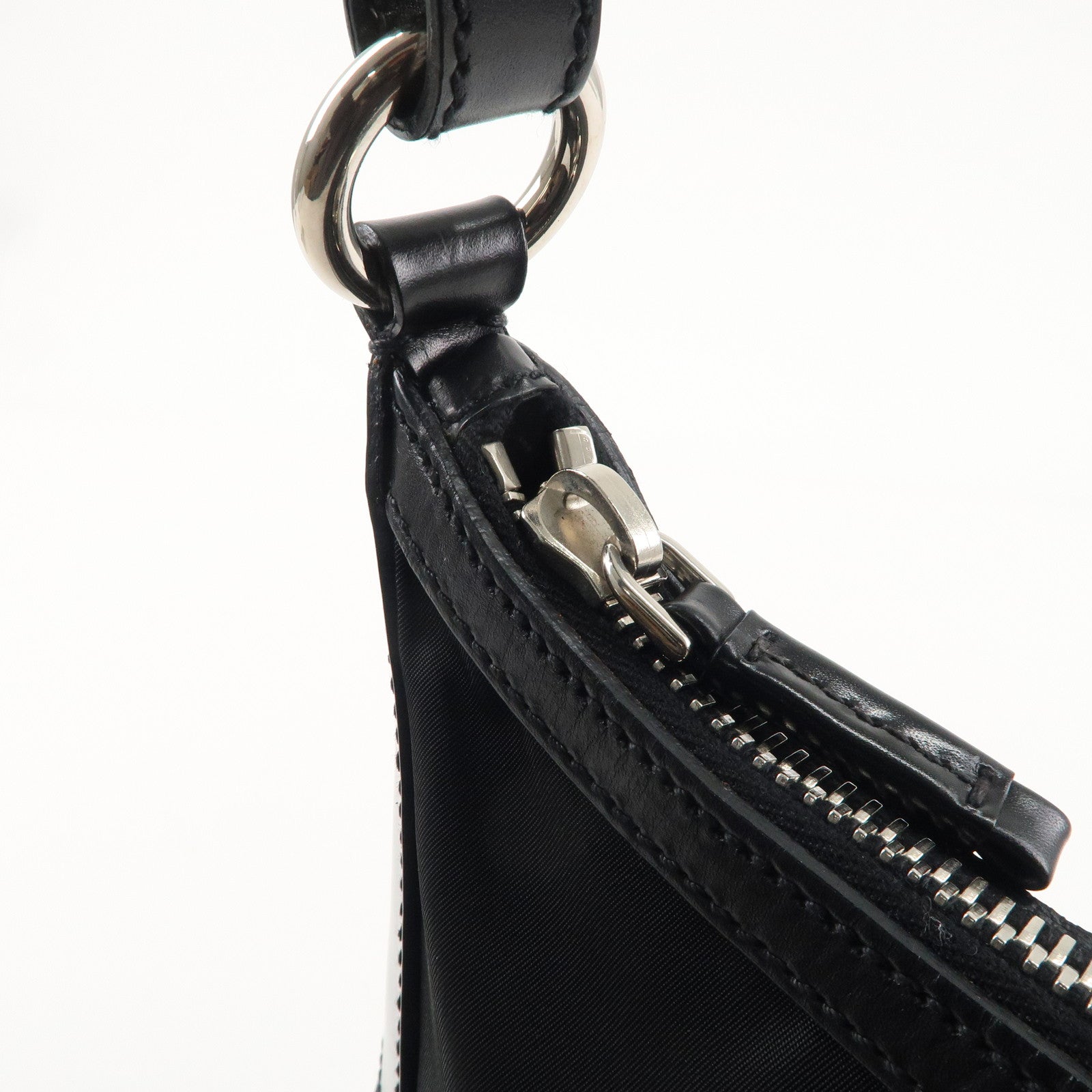 PRADA Nylon Leather One Shoulder Bag NERO Black