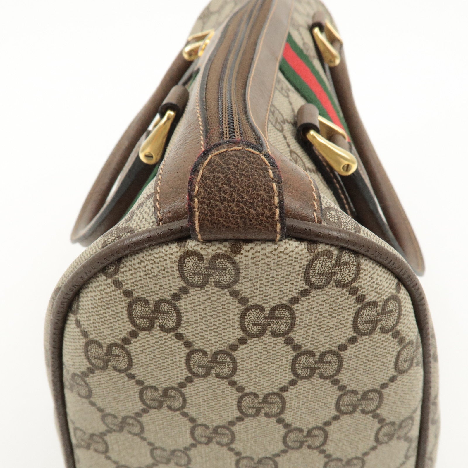 GUCCI Old Gucci Sherry GG Plus Leather Boston Bag 58.02.007 Used