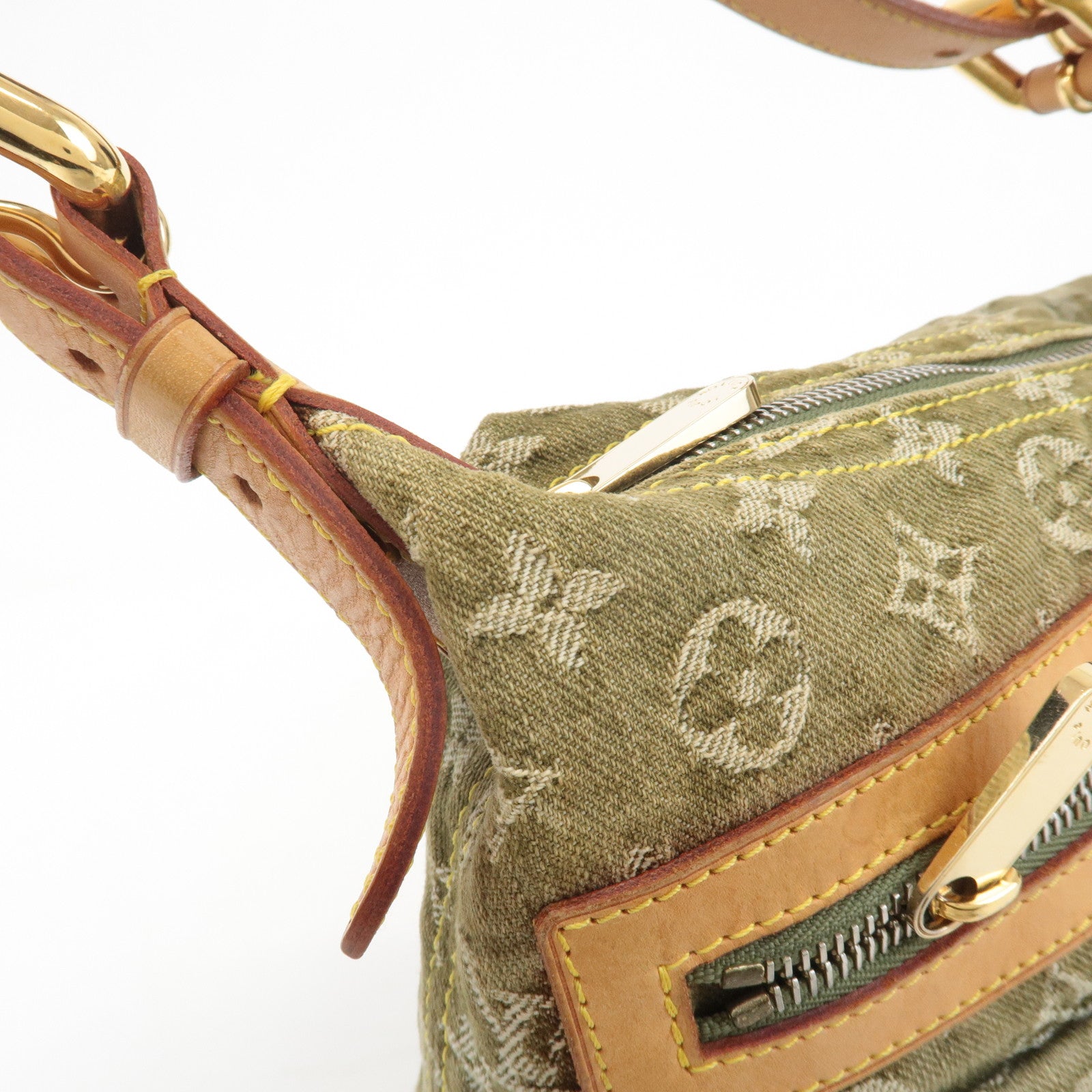 Louis Vuitton Monogram Denim Baggy PM Shoulder Bag Khaki M95213 Used