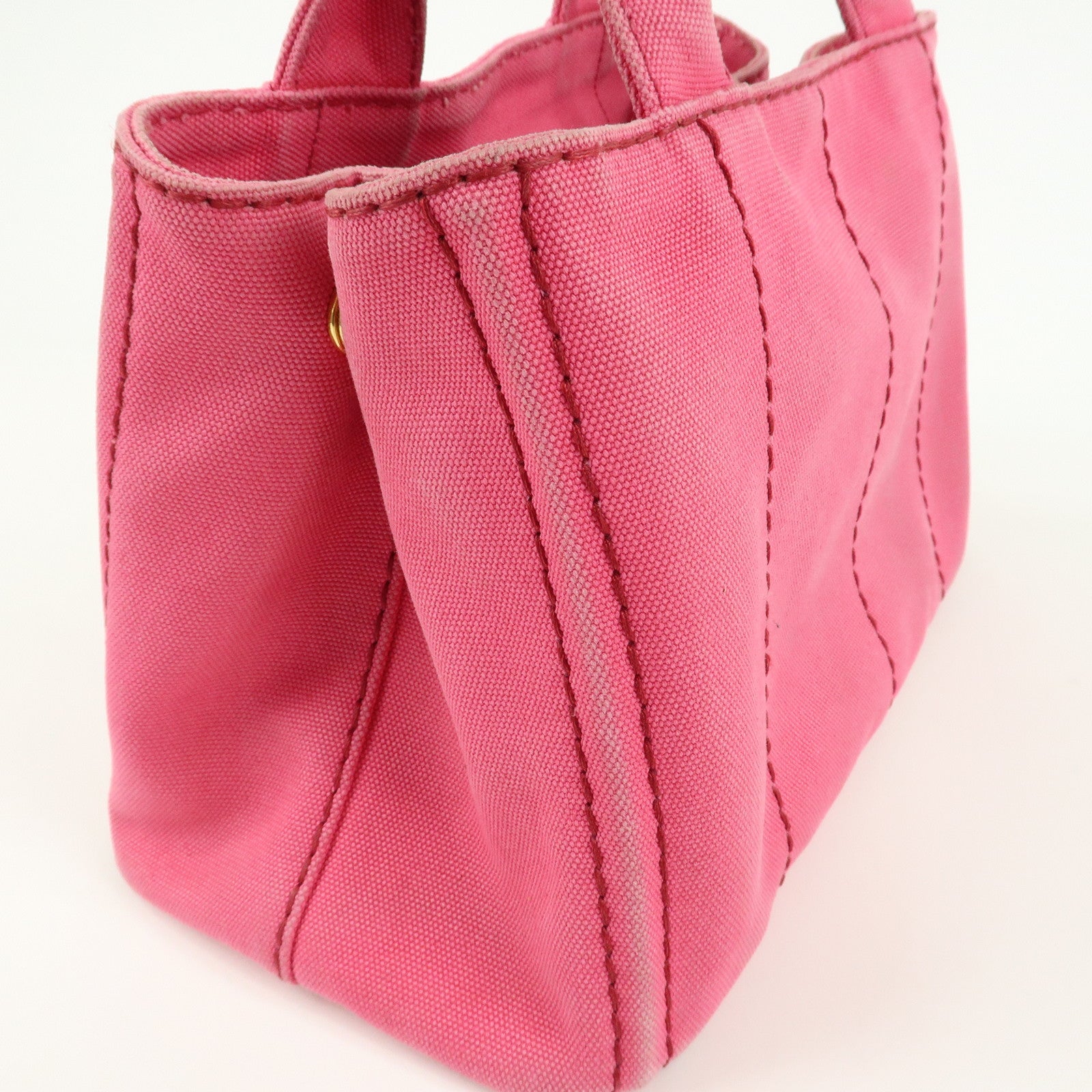 PRADA Logo Canapa Mini Canvas Tote Bag Hand Bag Pink BN2439