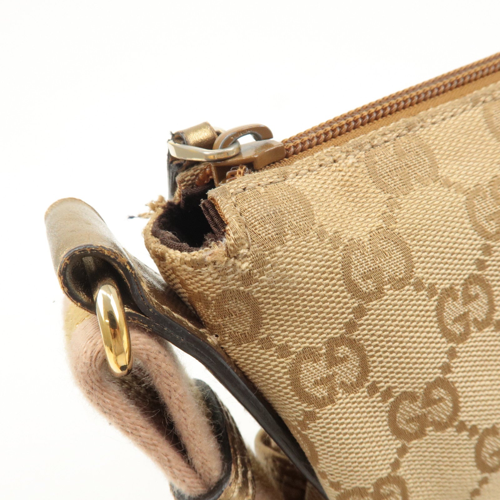 GUCCI Sherry GG Canvas Leather Shoulder Bag 145857