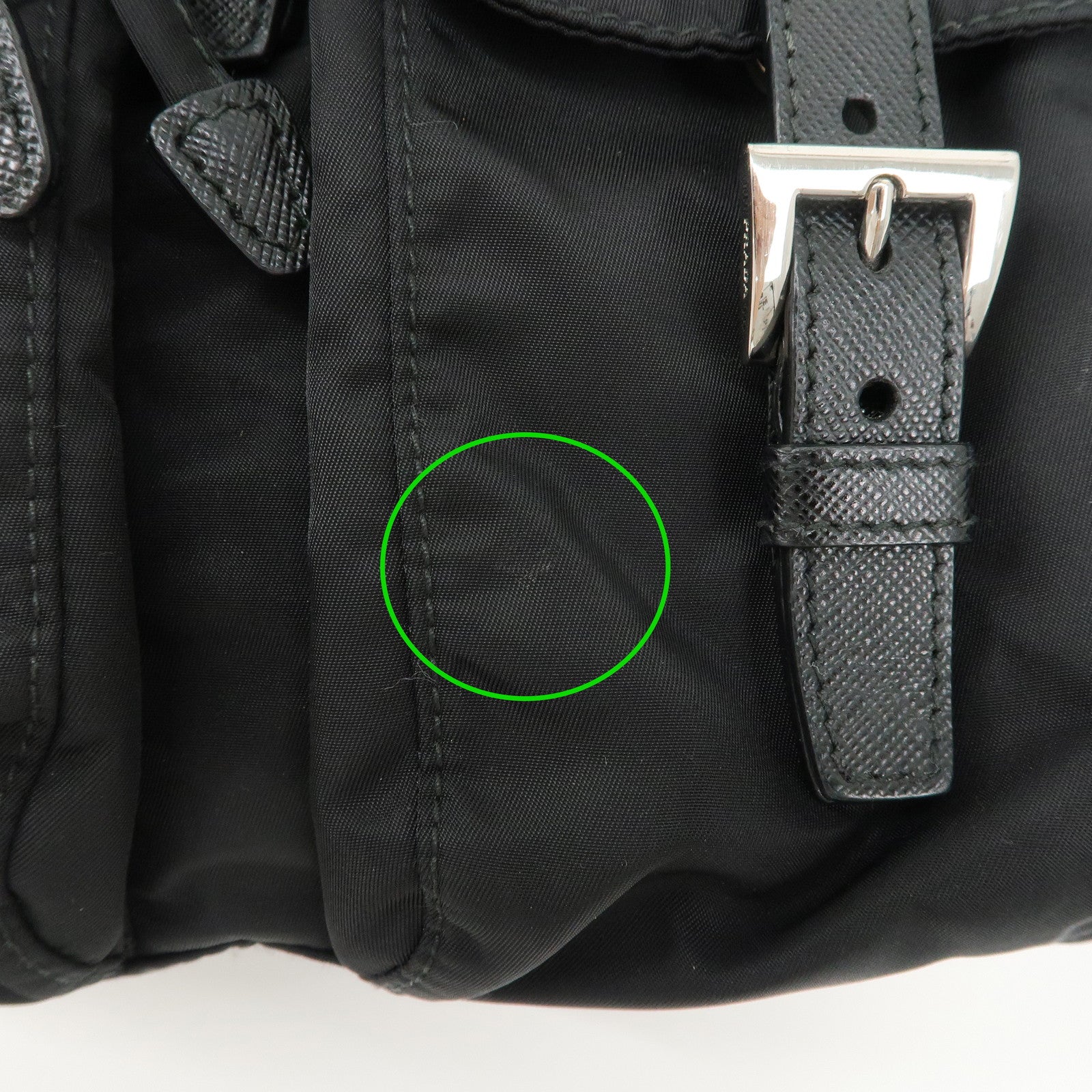 PRADA Logo Nylon Lether Back Pack Ruck Sack Black