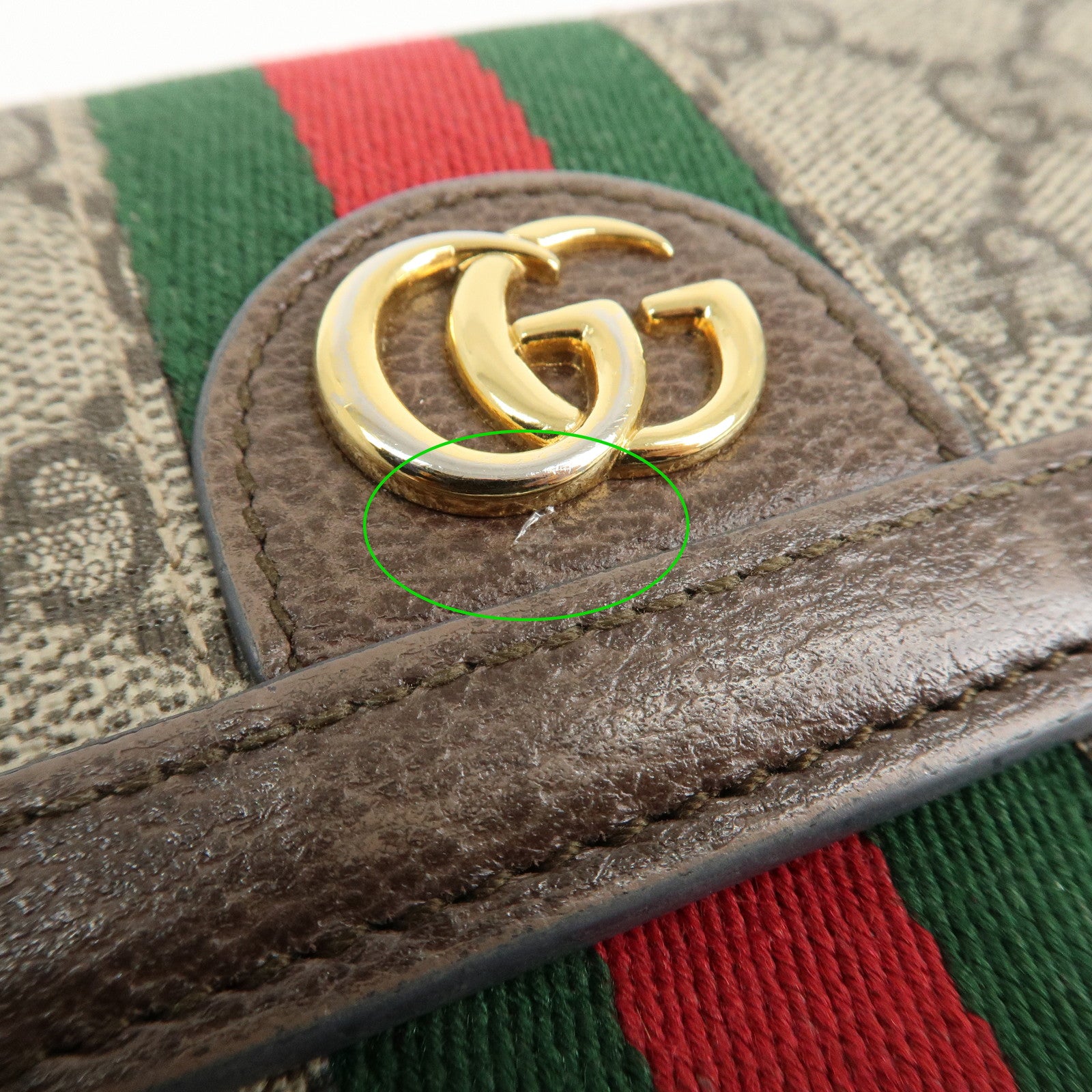 GUCCI Ophidia Sherry GG Supreme Leather Bifold Long Wallet 523153 Used