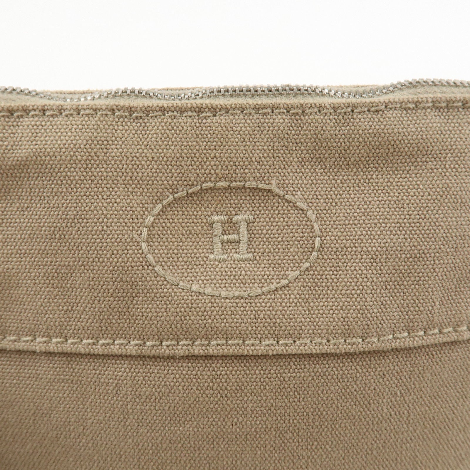 HERMES Canvas Leather Bolide Pouch 20 Mini Cosmetic Pouch Beige Used