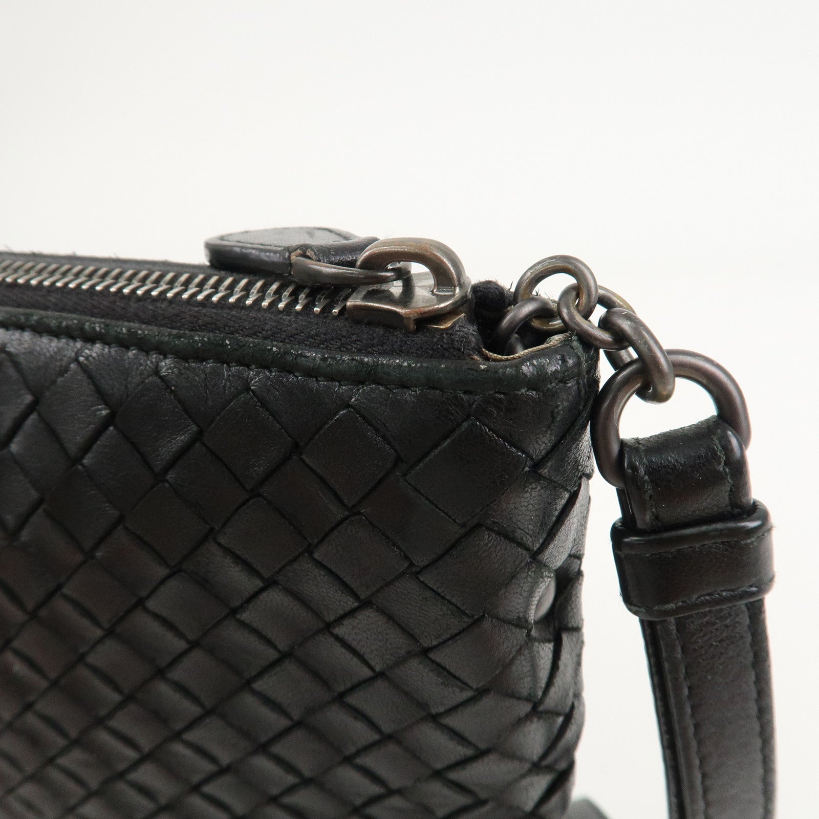 BOTTEGA VENETA Intrecciato Leather Clutch Bag Black