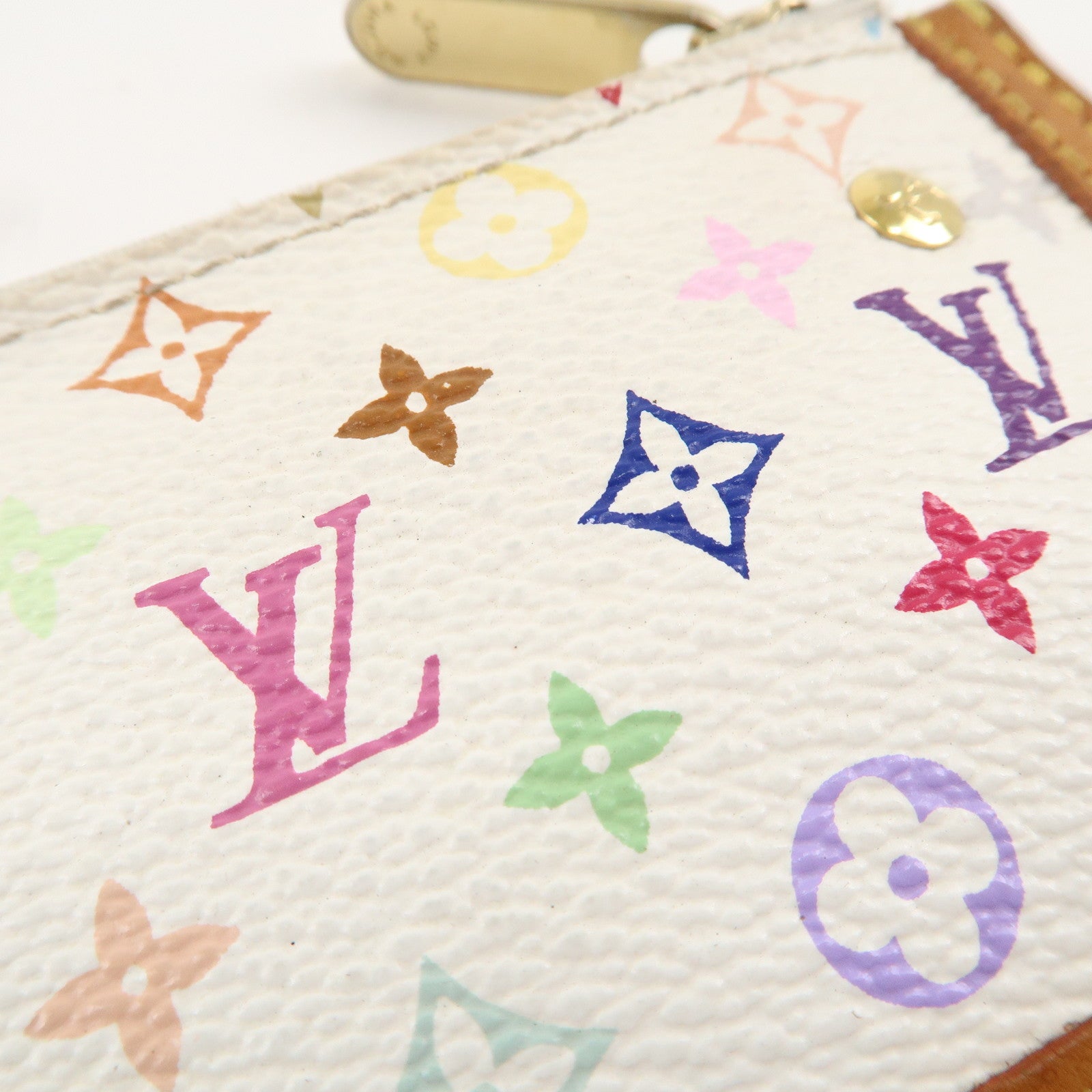 Louis Vuitton Monogram Multicolor Pochette Cles Blanc M92655