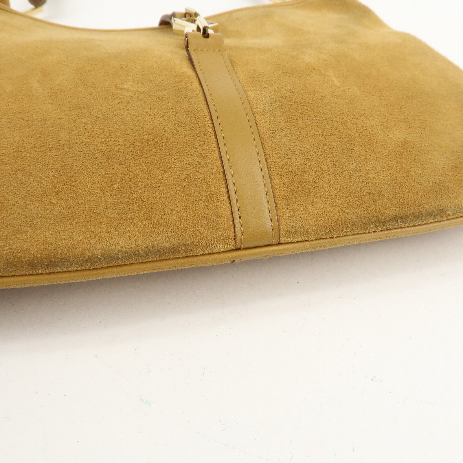 GUCCI Bamboo Suede Leather Shoulder Bag Mustard 001.4060 Used