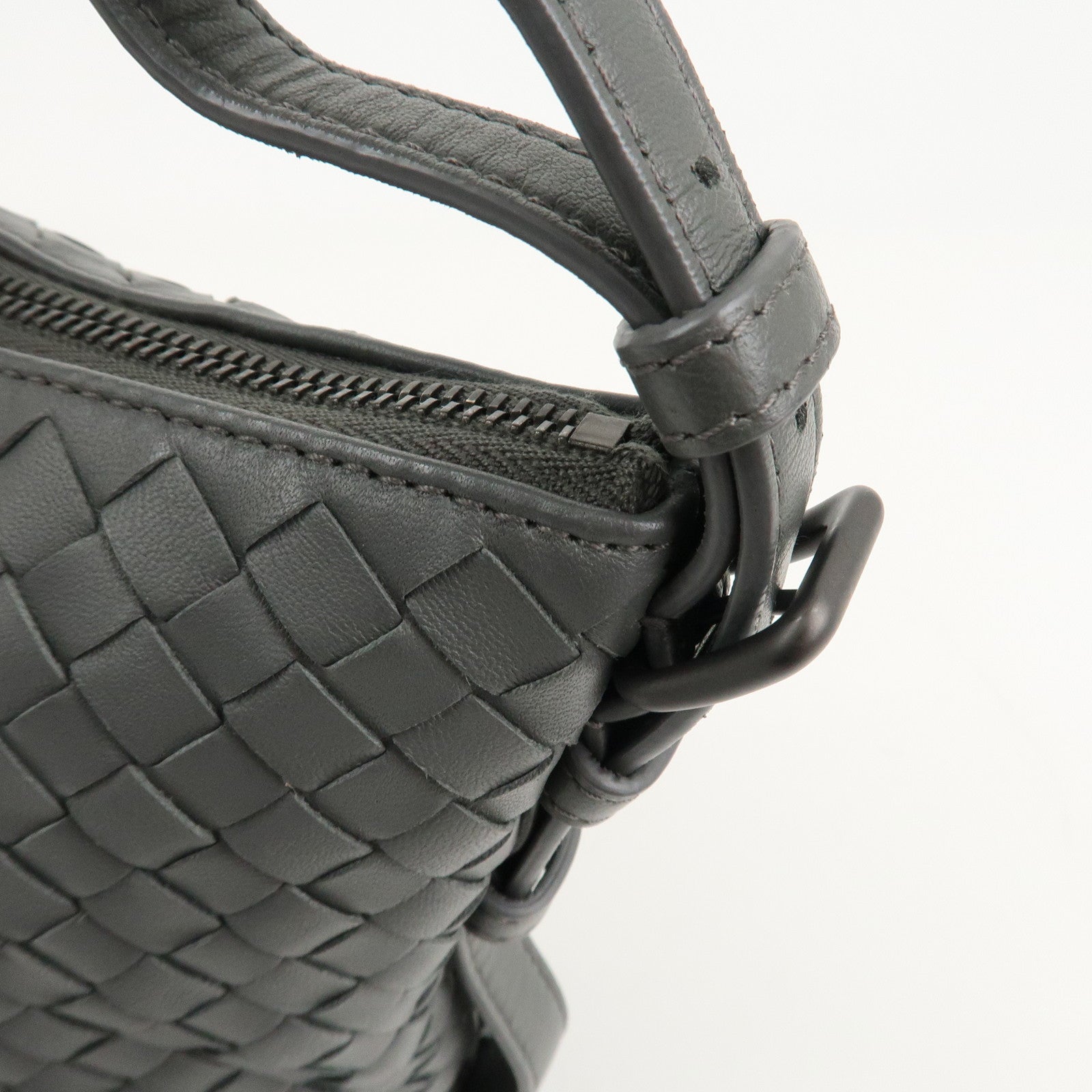 BOTTEGA VENETA Intrecciato Leather Semi Shoulder Bag Gray