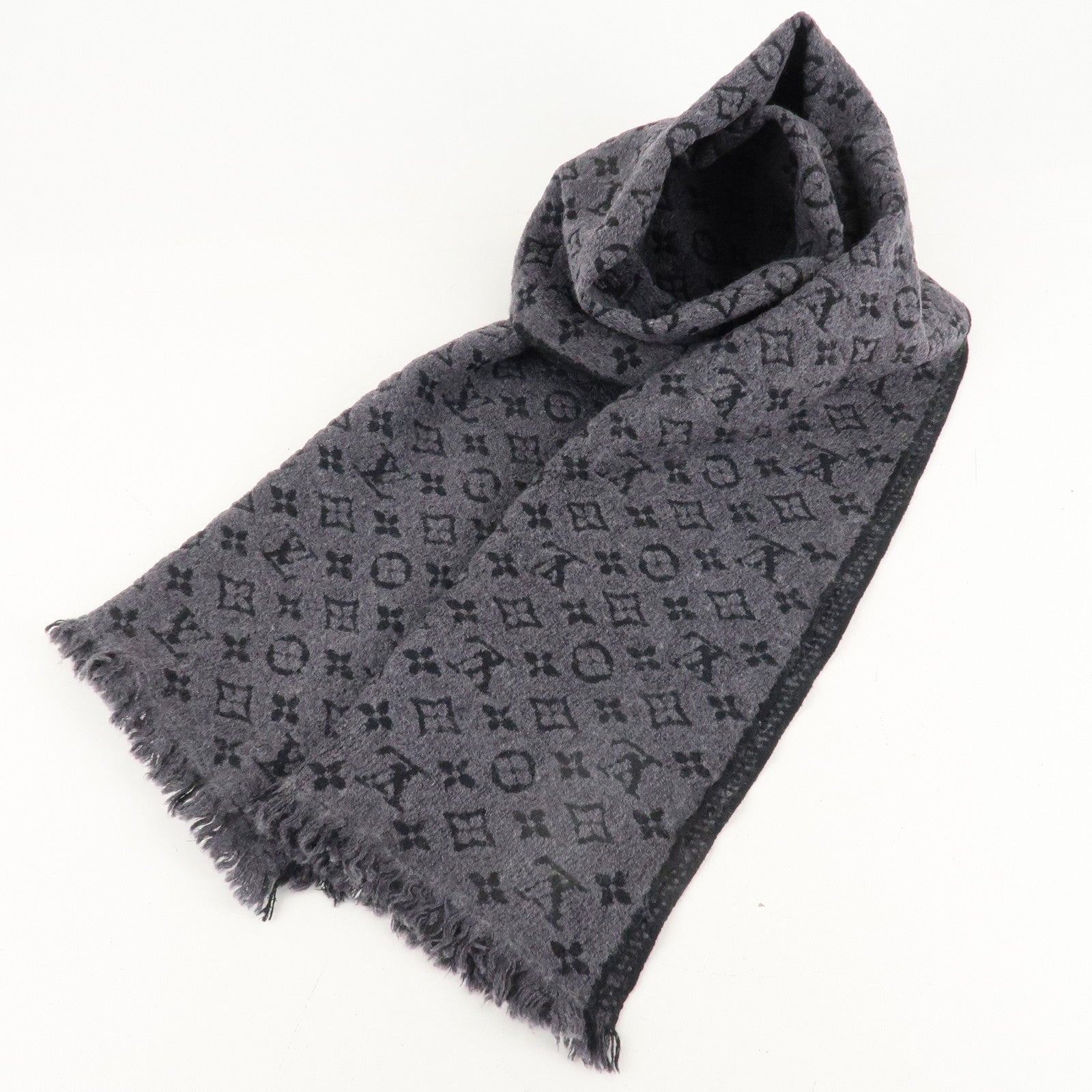 Louis Vuitton Monogram Echarpe Classic 100% Wool Knit Scarf M78526 Used