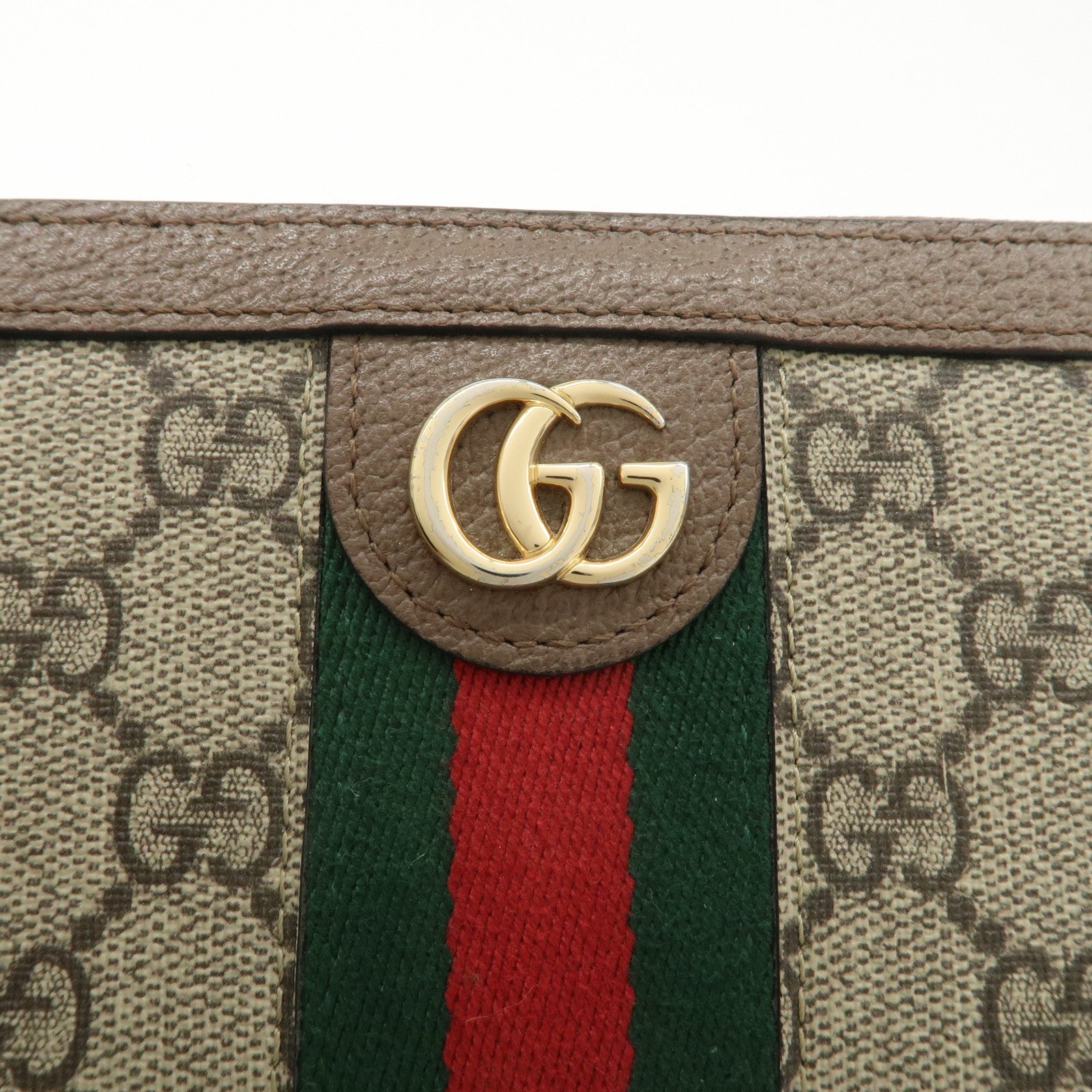 GUCCI Ophidia Sherry GG Supreme Leather Round Zipper Wallet 523154 Used