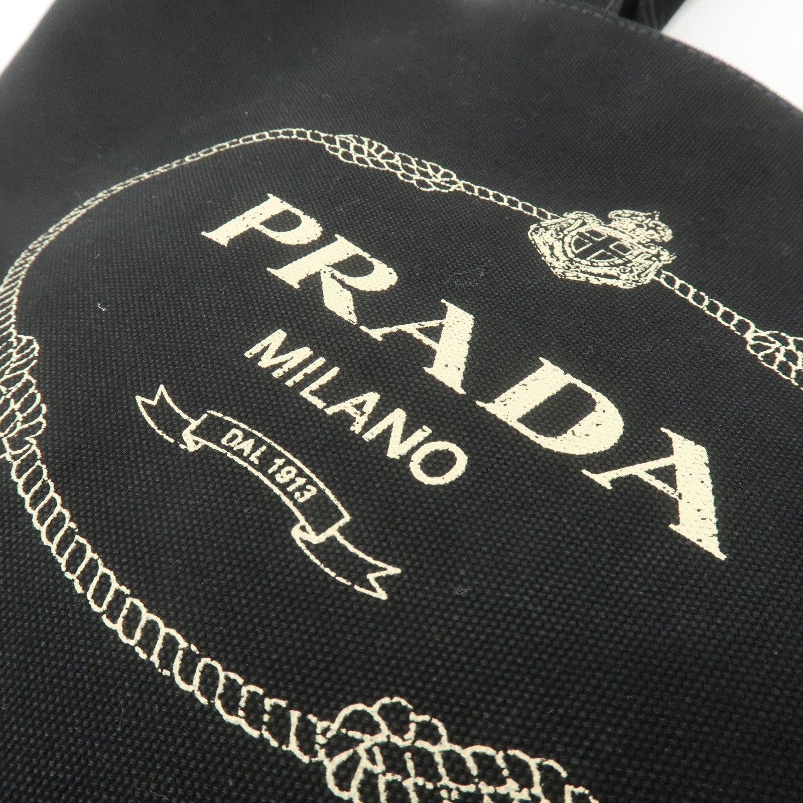 PRADA Canapa Canvas Leather 2Way Bag Tote Bag Black 1BG163