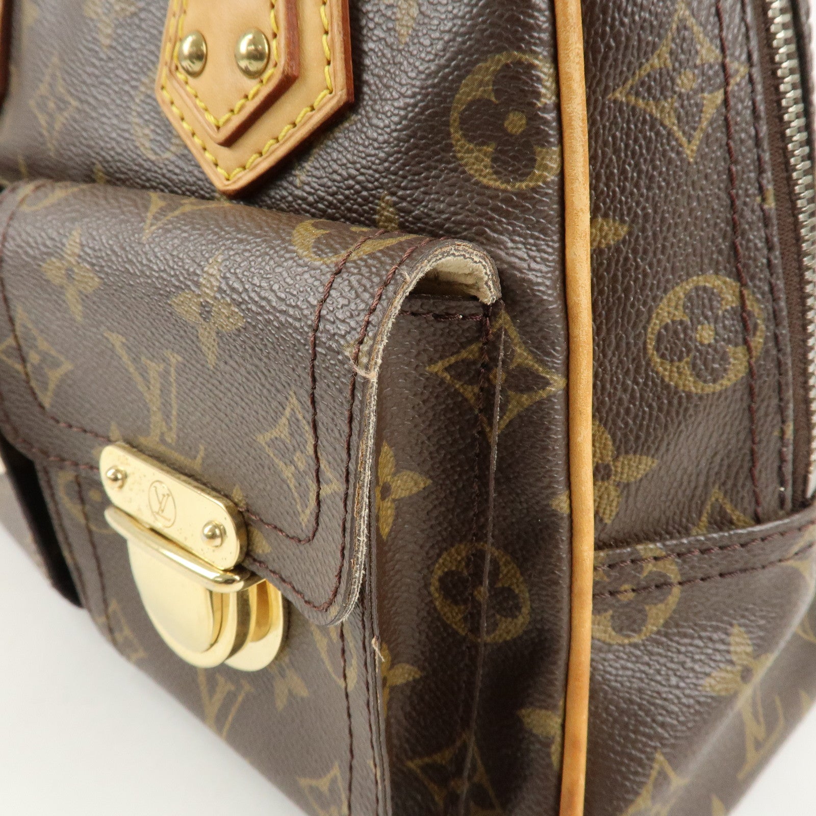 Louis Vuitton Monogram Manhattan PM Hand Bag Brown M40026 Used