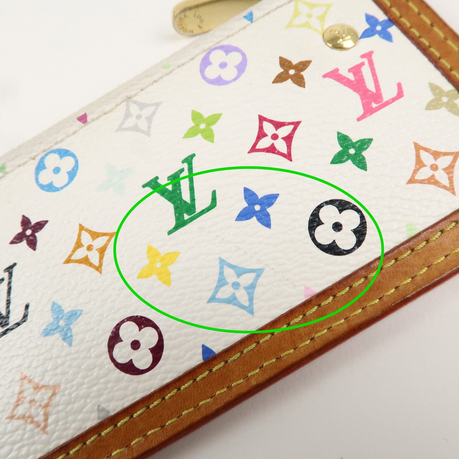 Louis Vuitton Monogram Multi Color Pochette Cles Blanc M92655