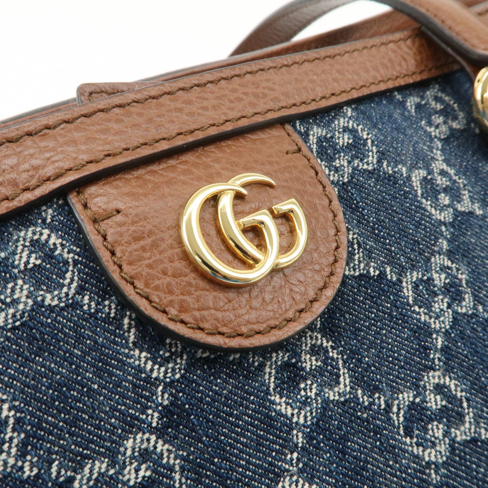 GUCCI Sherry Ophidia GG Denim Leather Medium Tote Bag 631685