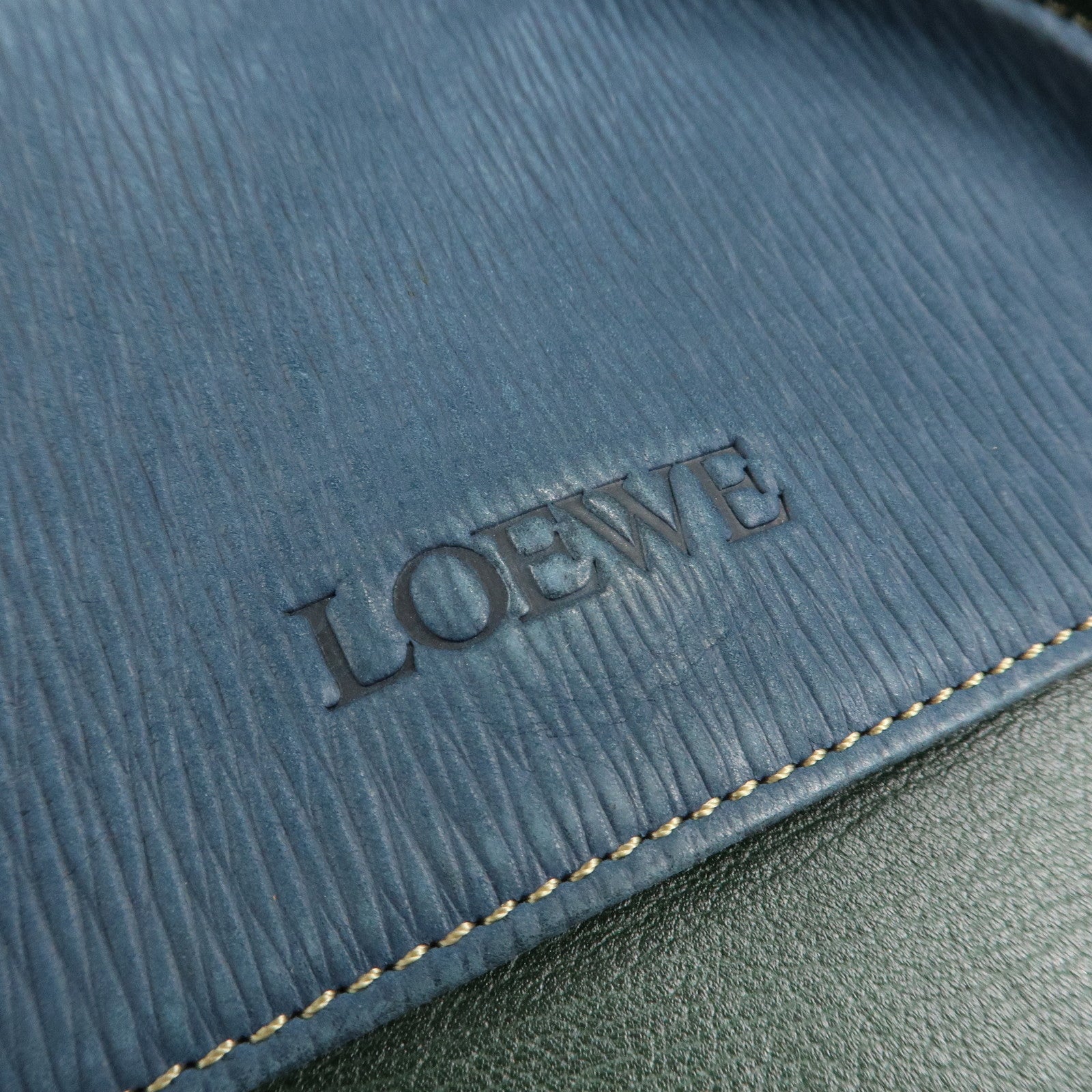 LOEWE Velazquez Suede Leather Shoulder Bag Green Blue