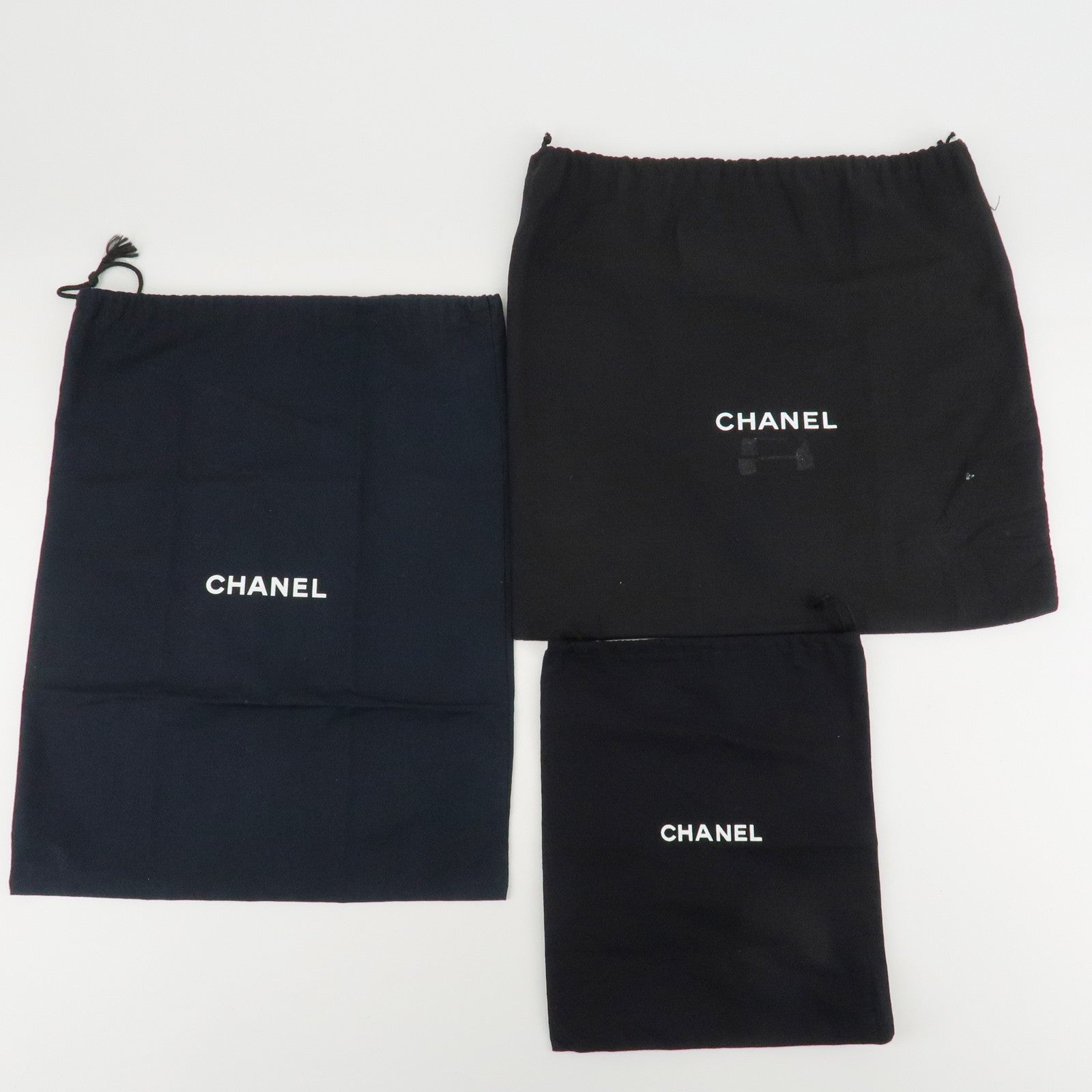 CHANEL Set of 10 Dust Bag Drawstring Black Used