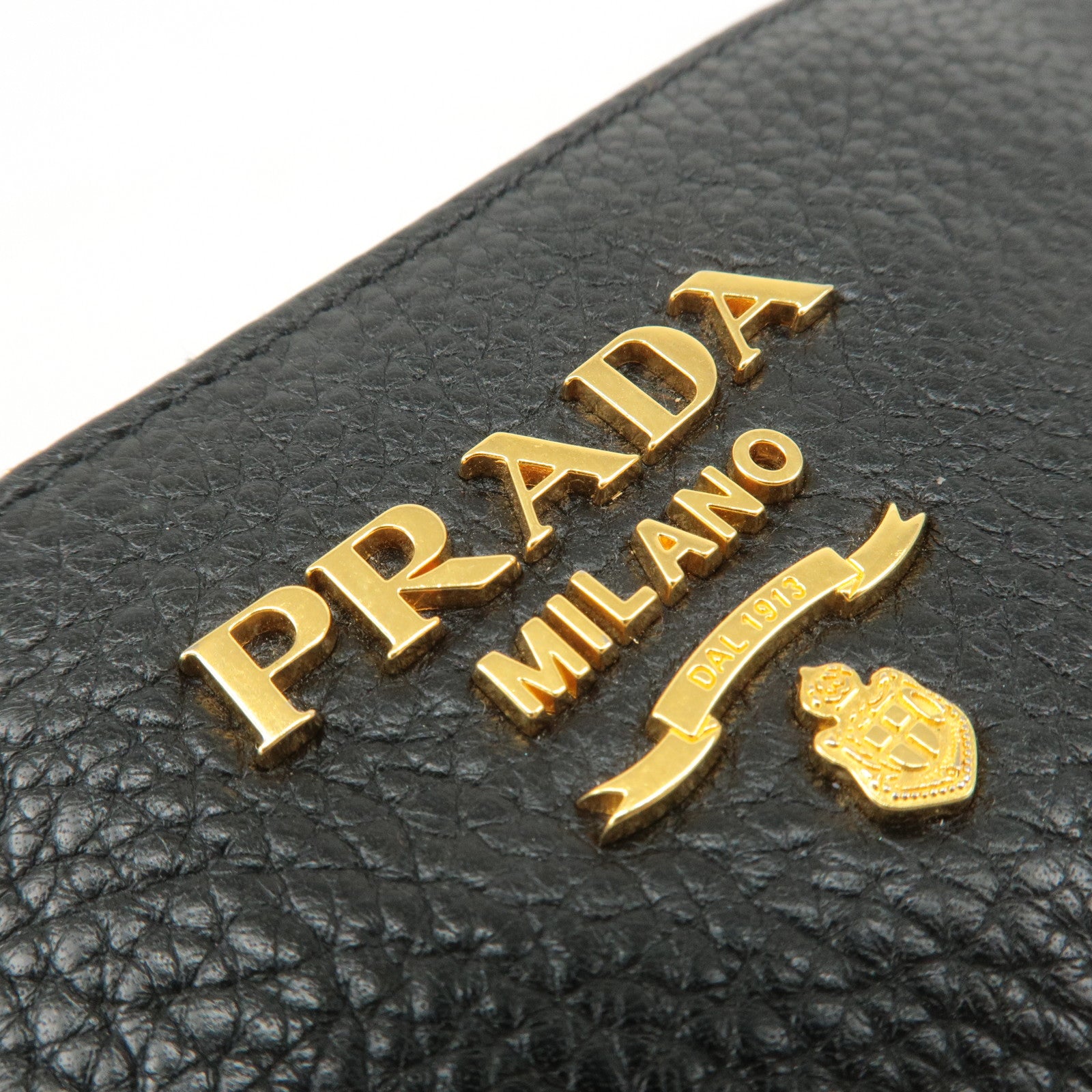 PRADA Logo Leather Pouch Cosmetic Pouch Black