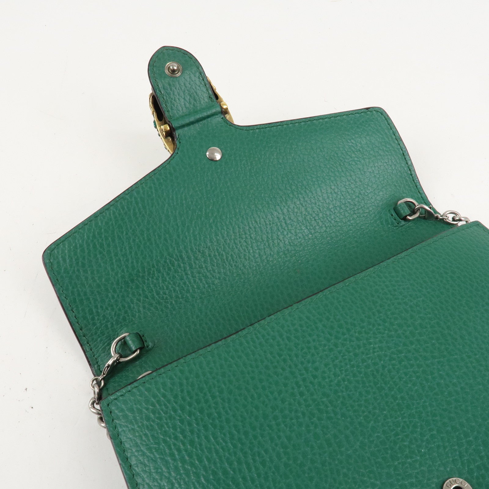 GUCCI Dionysus Leather Chain Shoulder Bag Green 401231 Used