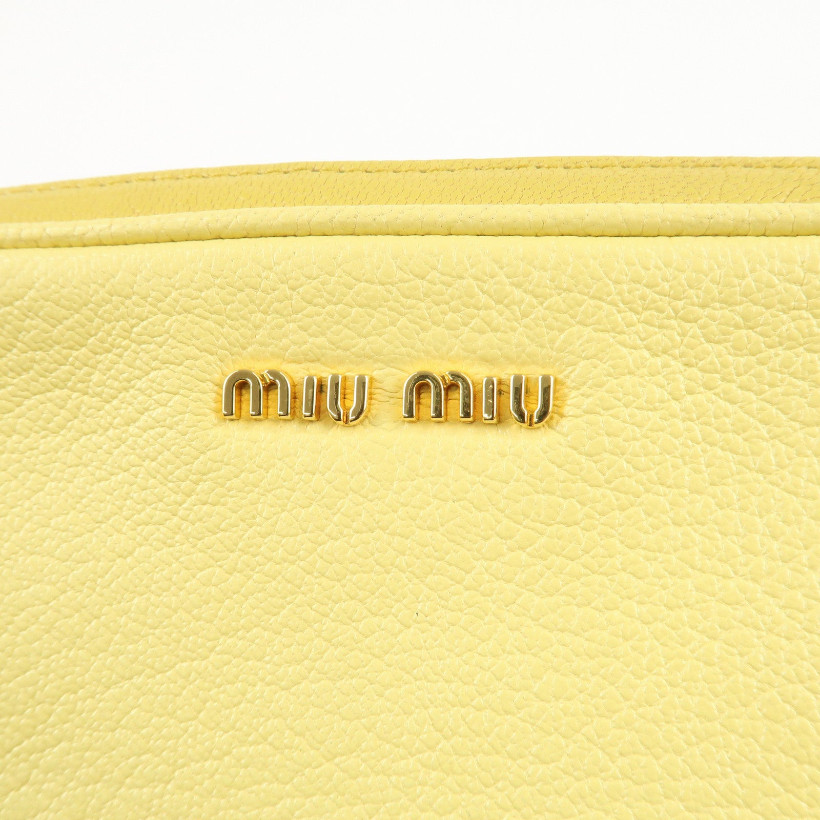 MIU MIU Leather MADRAS BICOLORE Shoulder Bag Yellow RT0539