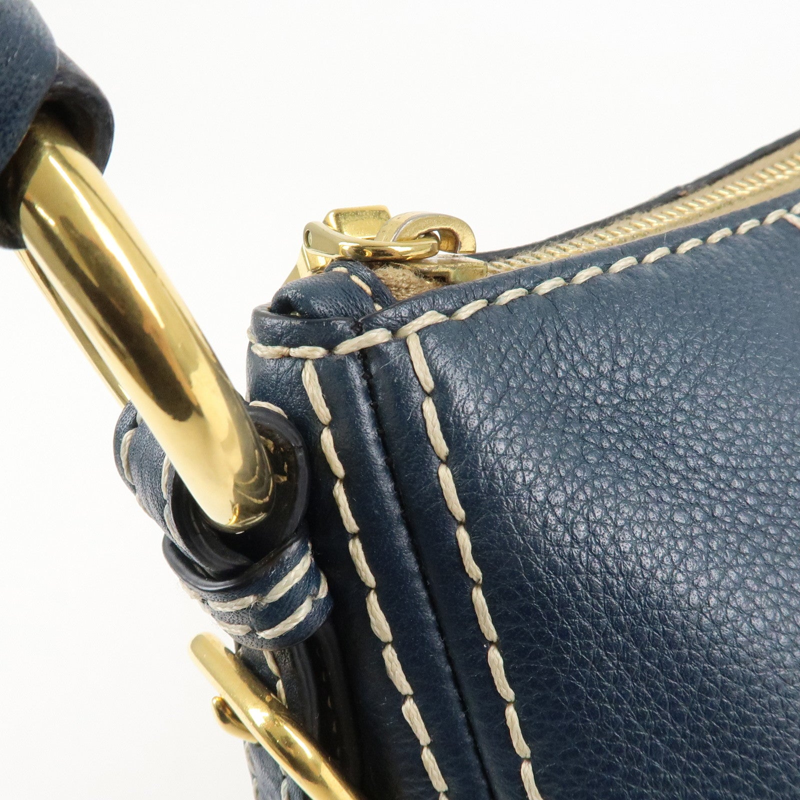 PRADA Soft Calf Leather Shoulder Bag Hand Bag Blue BR4690