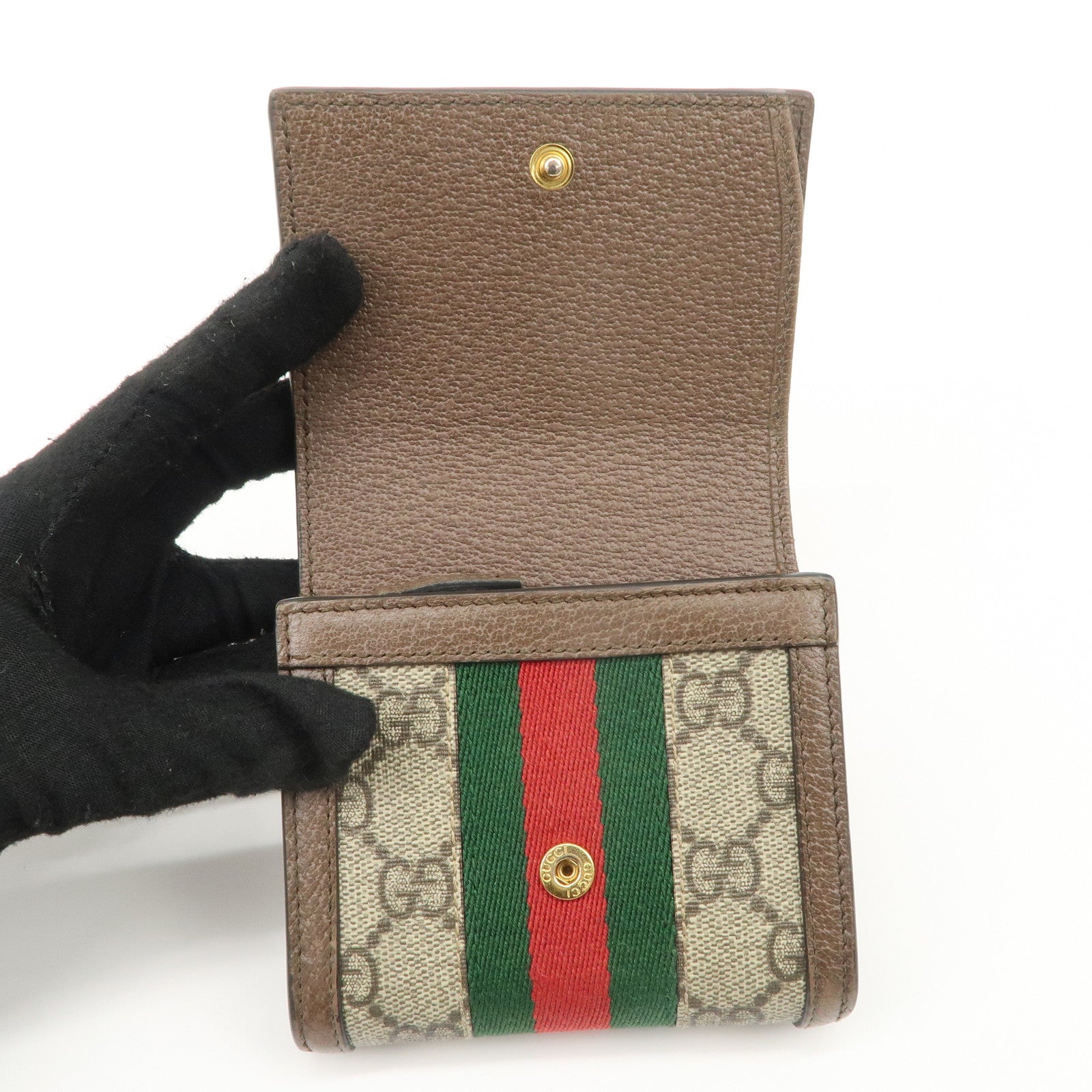 GUCCI Ophidia Sherry GG Supreme Leather Bifold Wallet 598662 Used