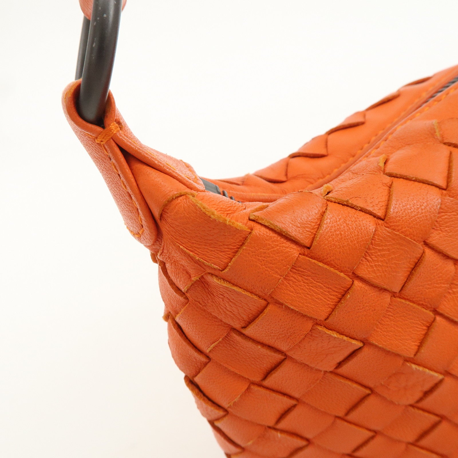 BOTTEGA VENETA Intrecciato Leather Shoulder Bag Orange 239988