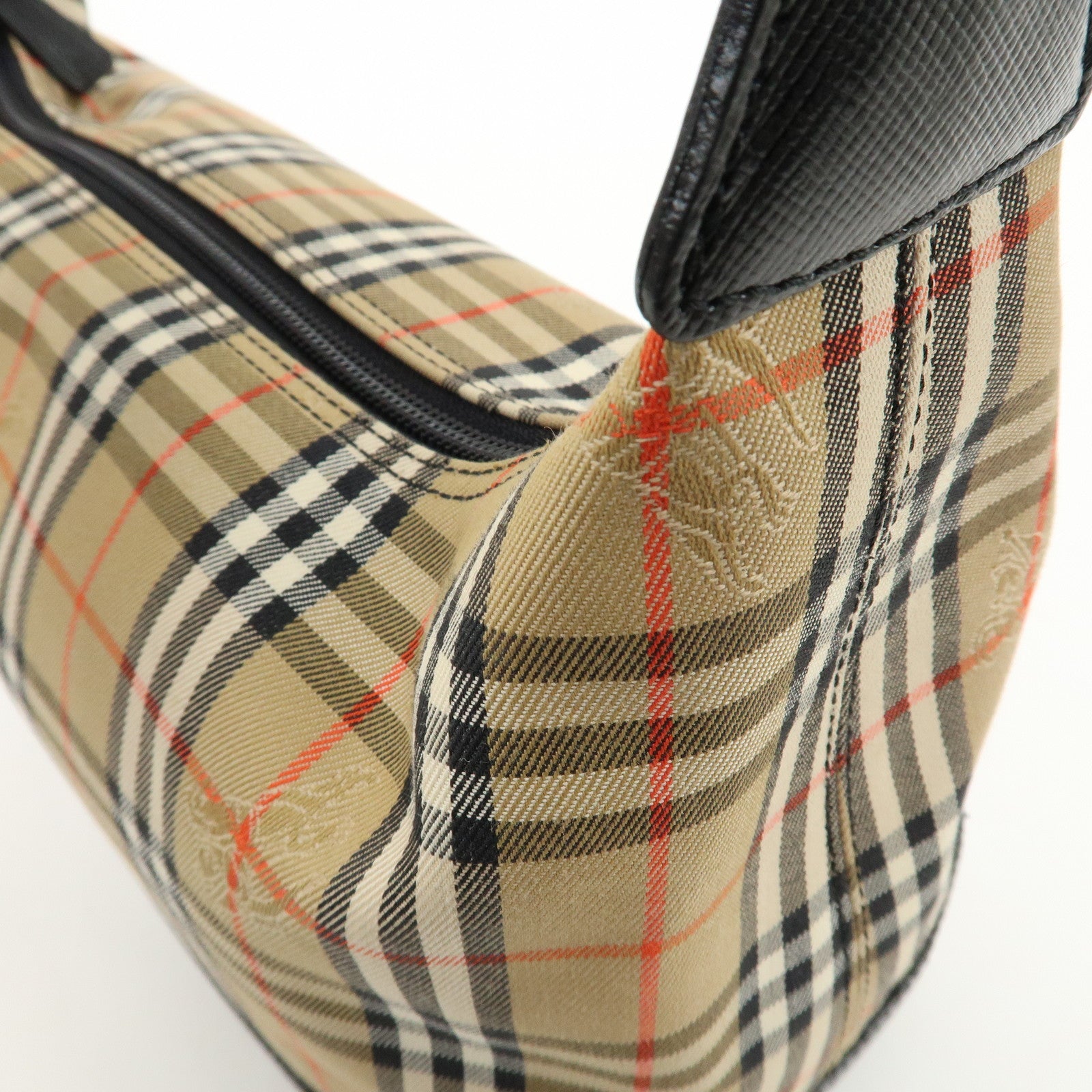 BURBERRY Burberrys Nova Plaid Canvas Leather Shoulder Bag