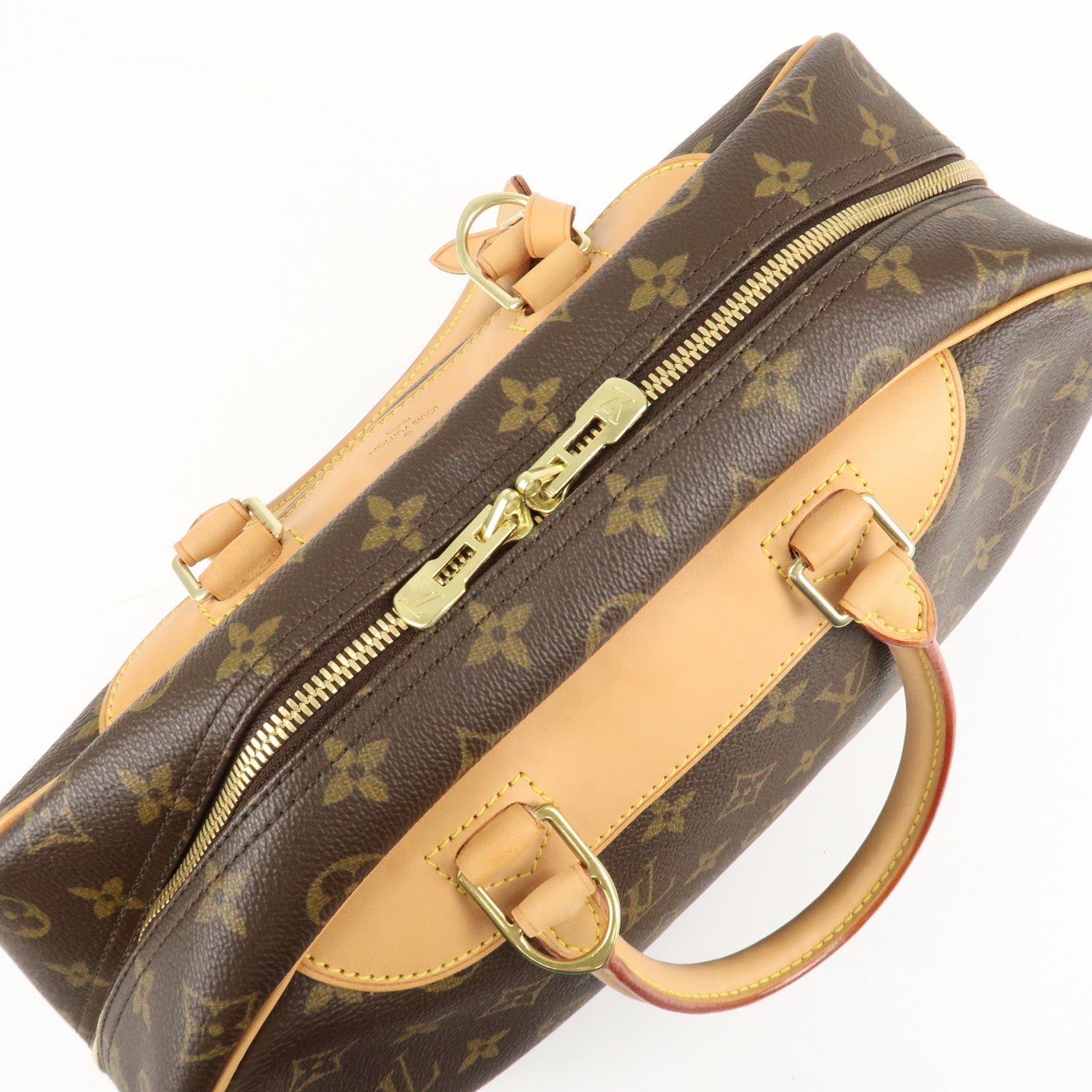 Louis Vuitton Monogram Deauville Hand Bag Brown M47270 Used